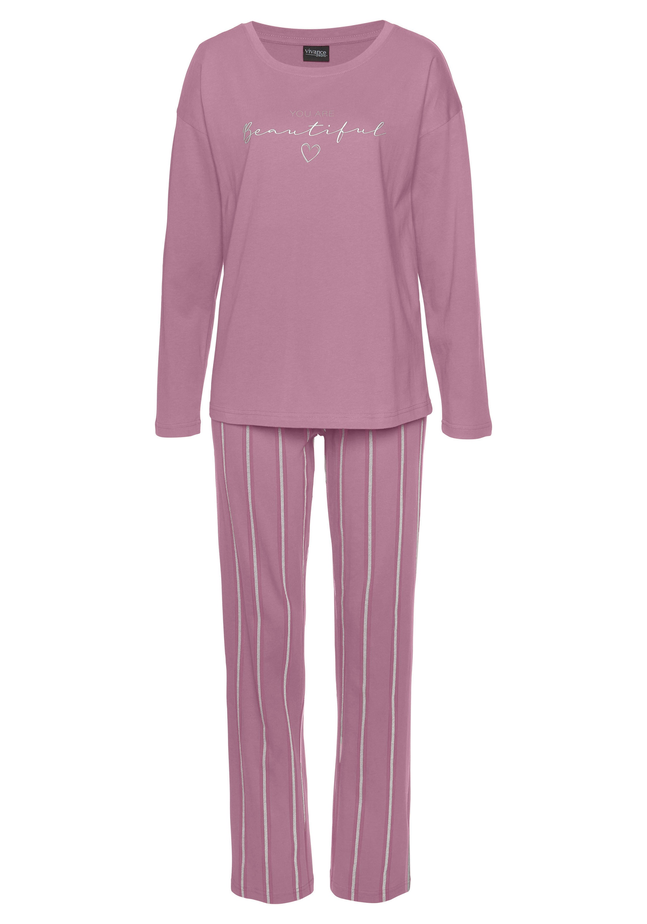 Vivance Dreams Pyjama, (2 tlg.), mit Frontdruck günstig online kaufen