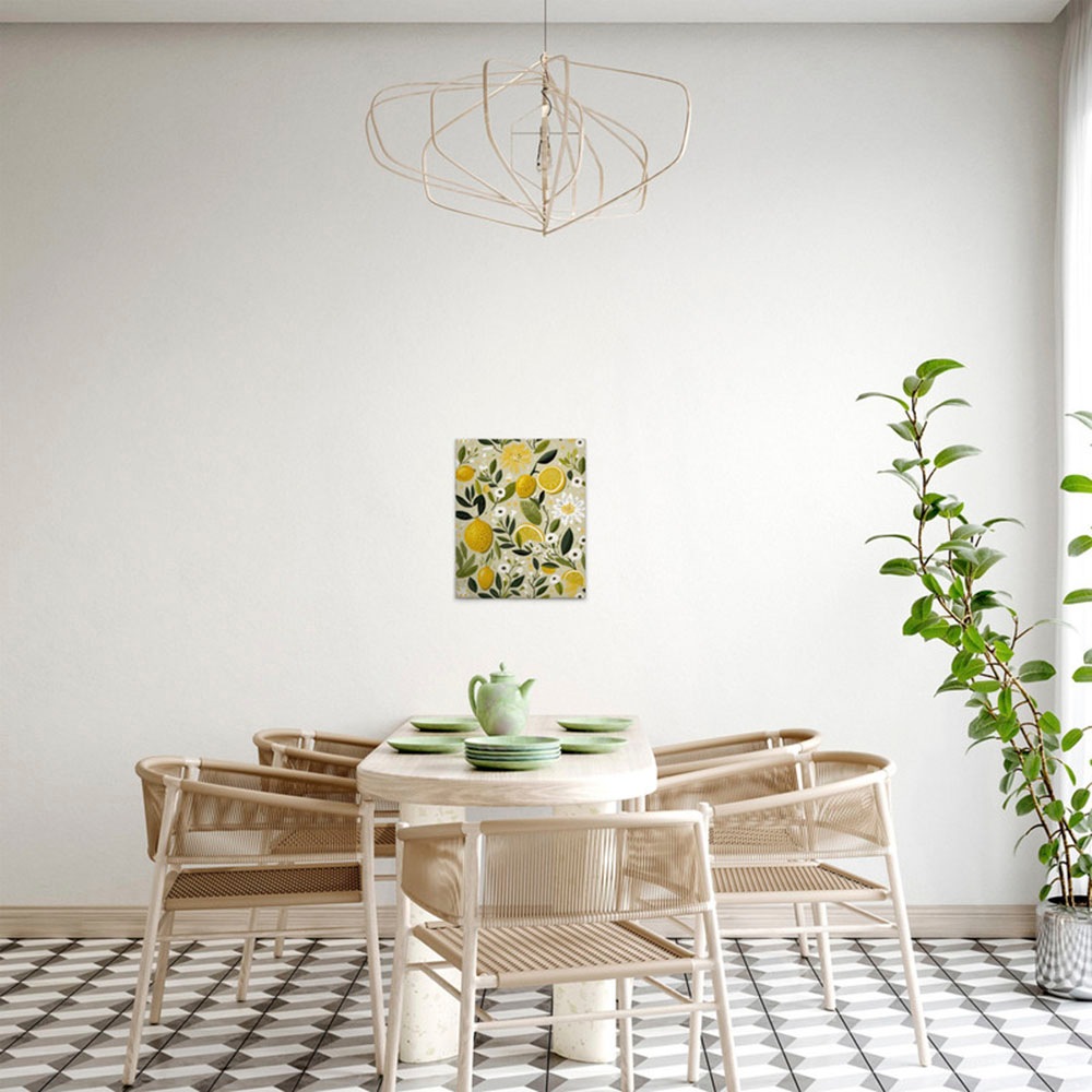 A.S. Création Leinwandbild »Lemons Light - Wandbild Beige Gelb Grün Keilrahmen Kunst«, Essen, (1...
