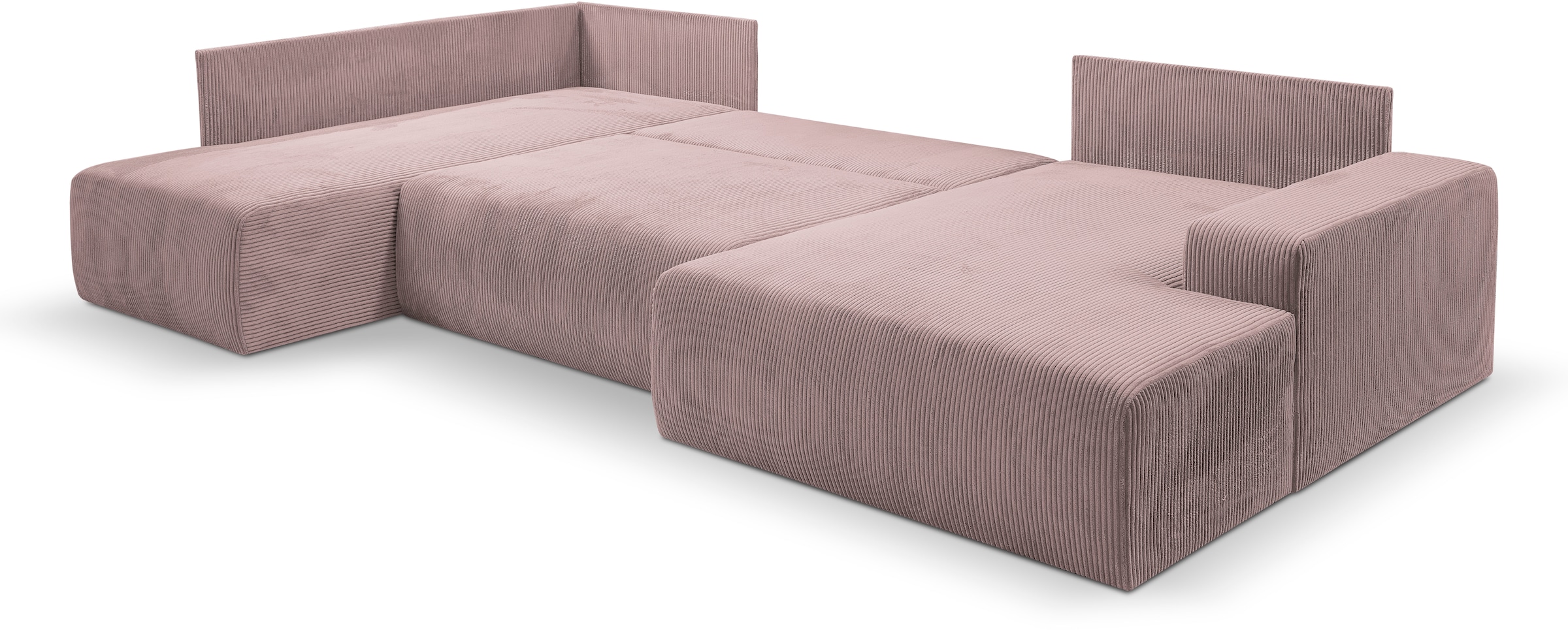 WERK2 Wohnlandschaft »Rotterdam 325 cm breit mit Bett und Bettkasten, viel Platz« Cord, U-Form, XXL, Schlaffunktion, Bettkasten