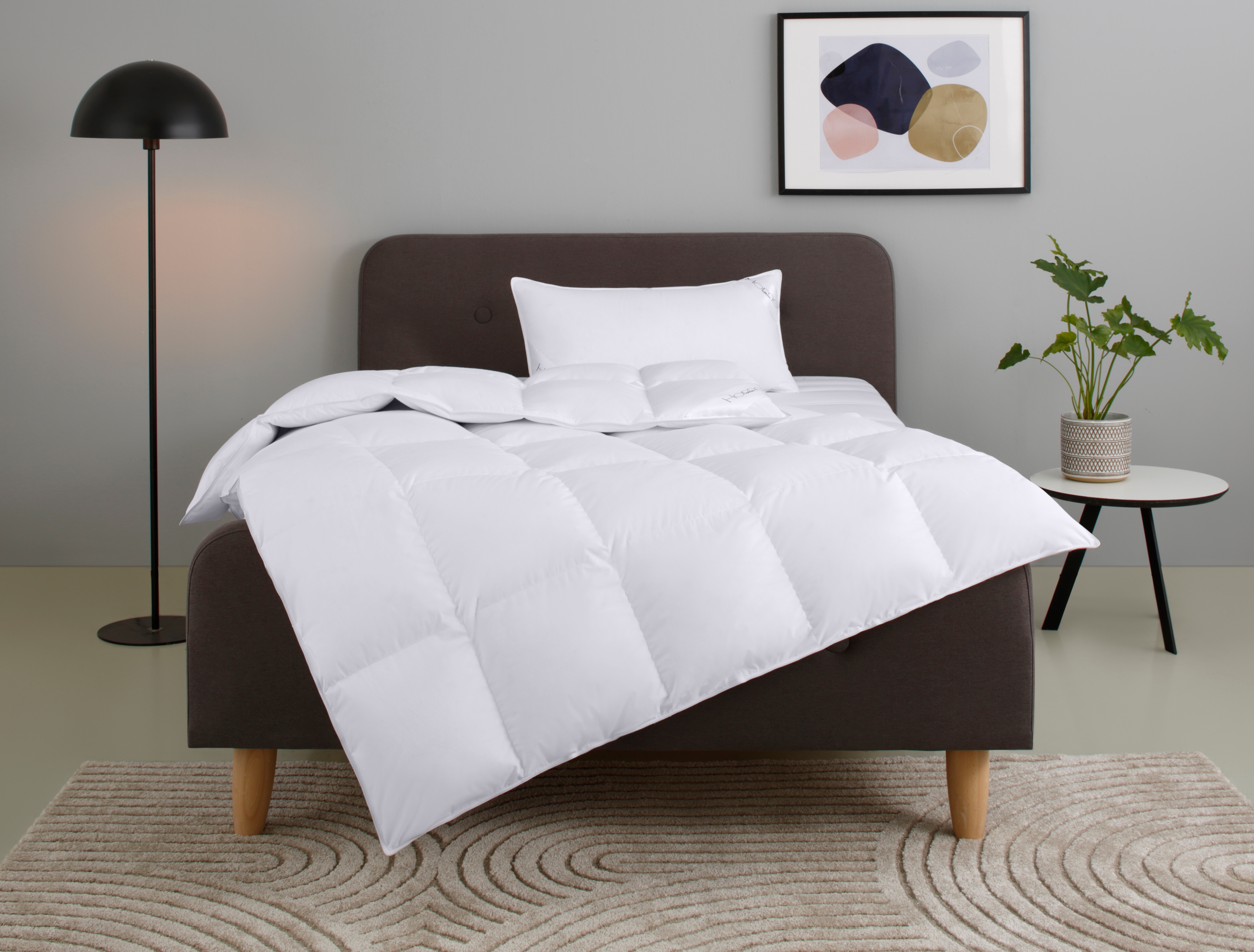 OTTO home Gänsedaunenbettdecke + Kopfkissen "Litrone Bettdecke 135x200 cm, 155 x220 cm" Set mit Kissen 40x80 cm, 80x80 cm, Frühling, Sommer, Herbst, Winter