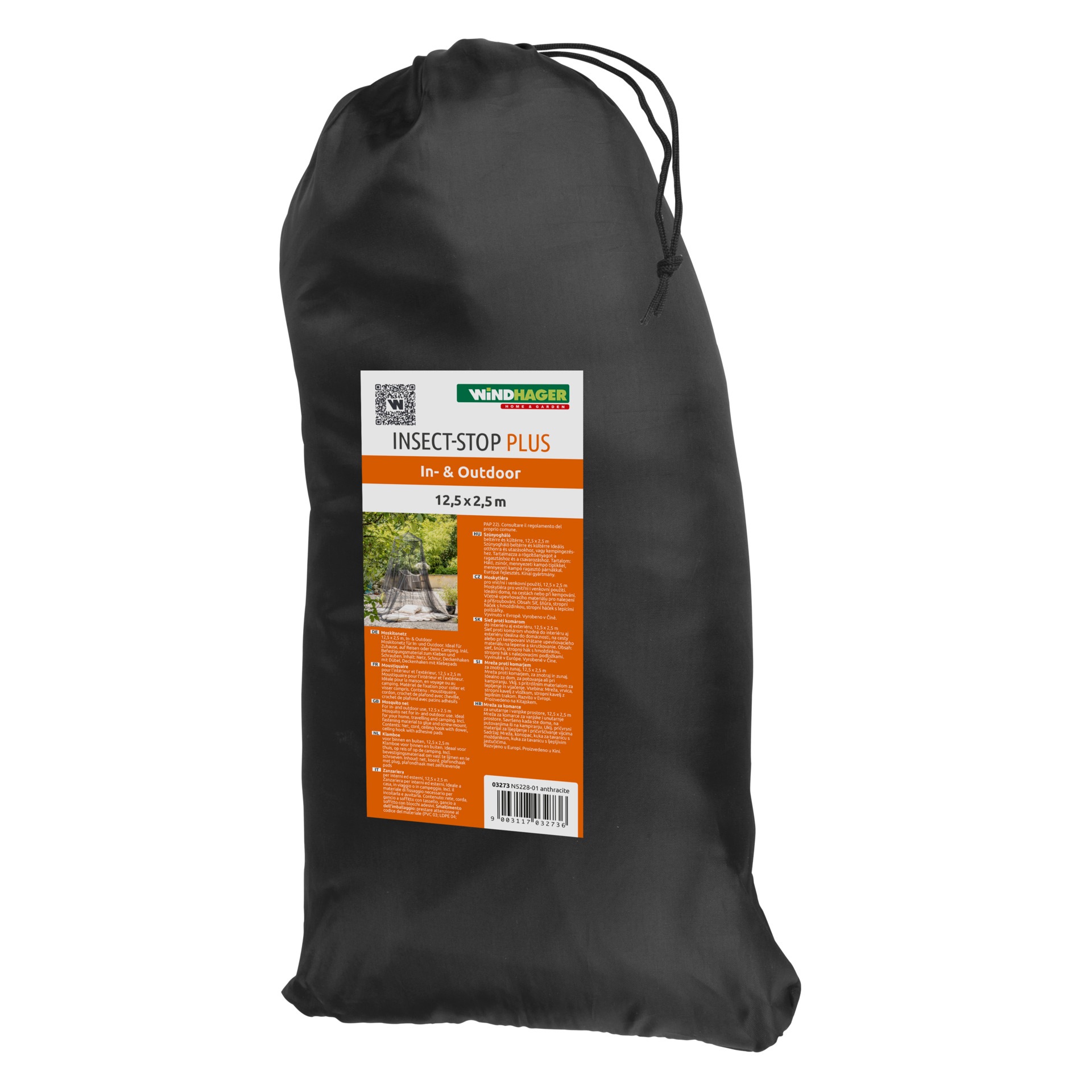 Windhager Moskitonetz "für Einzel- und Doppelbetten, Fliegengitter Indoor, Outdoor geeignet" 1 Stk. tlg. Insektenschutz 250x1250cm, Mückenvorhang erhältlich in anthrazit, weiß