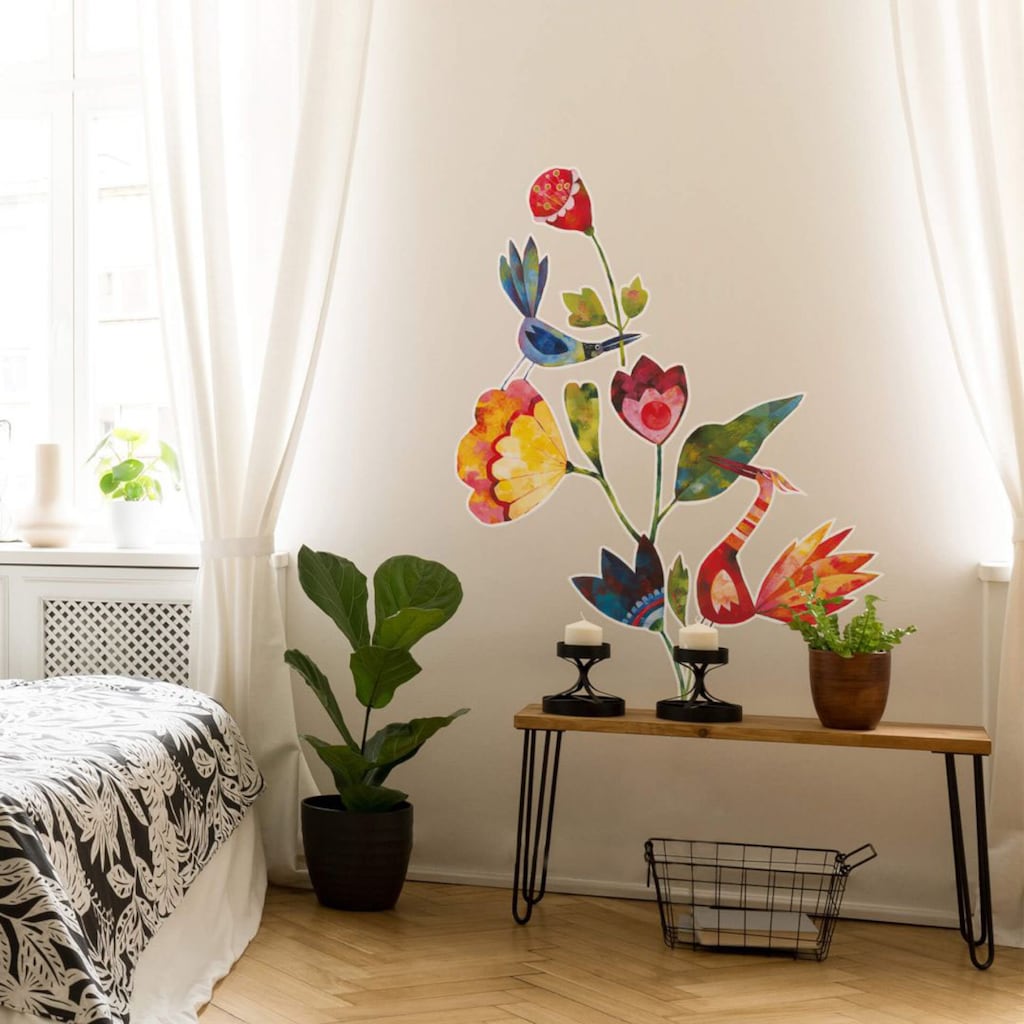 Wall-Art Wandtattoo »Märchenhaft Blumen und Vögel«, (1 St.)