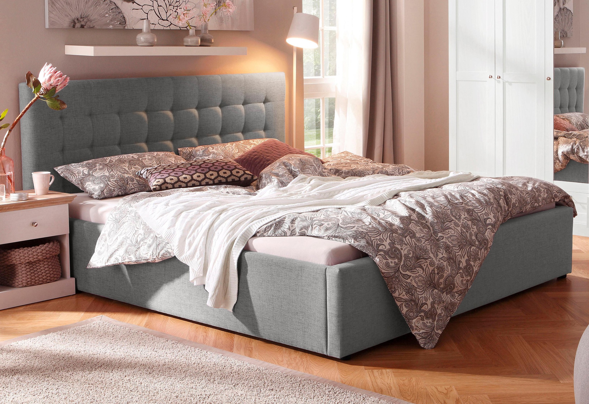 OTTO home Polsterbett "Hamar, Knopfsteppung im Kopfteil, bis 250 KG belastb günstig online kaufen