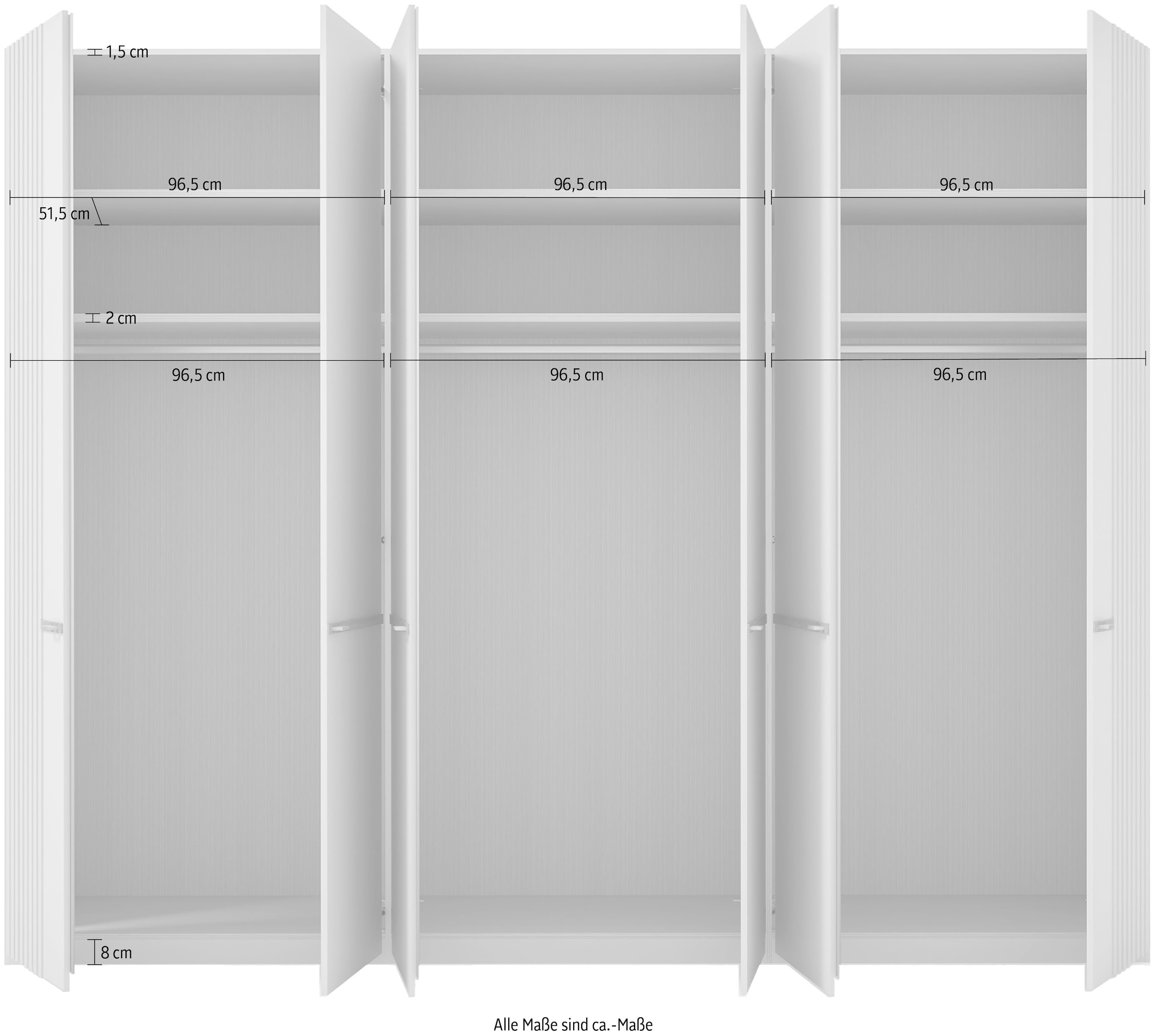 Musterring Drehtürenschrank »Isabelle«, Lamellen in Korpusfarbe, Griffe in silber, versch. Größen und Farben