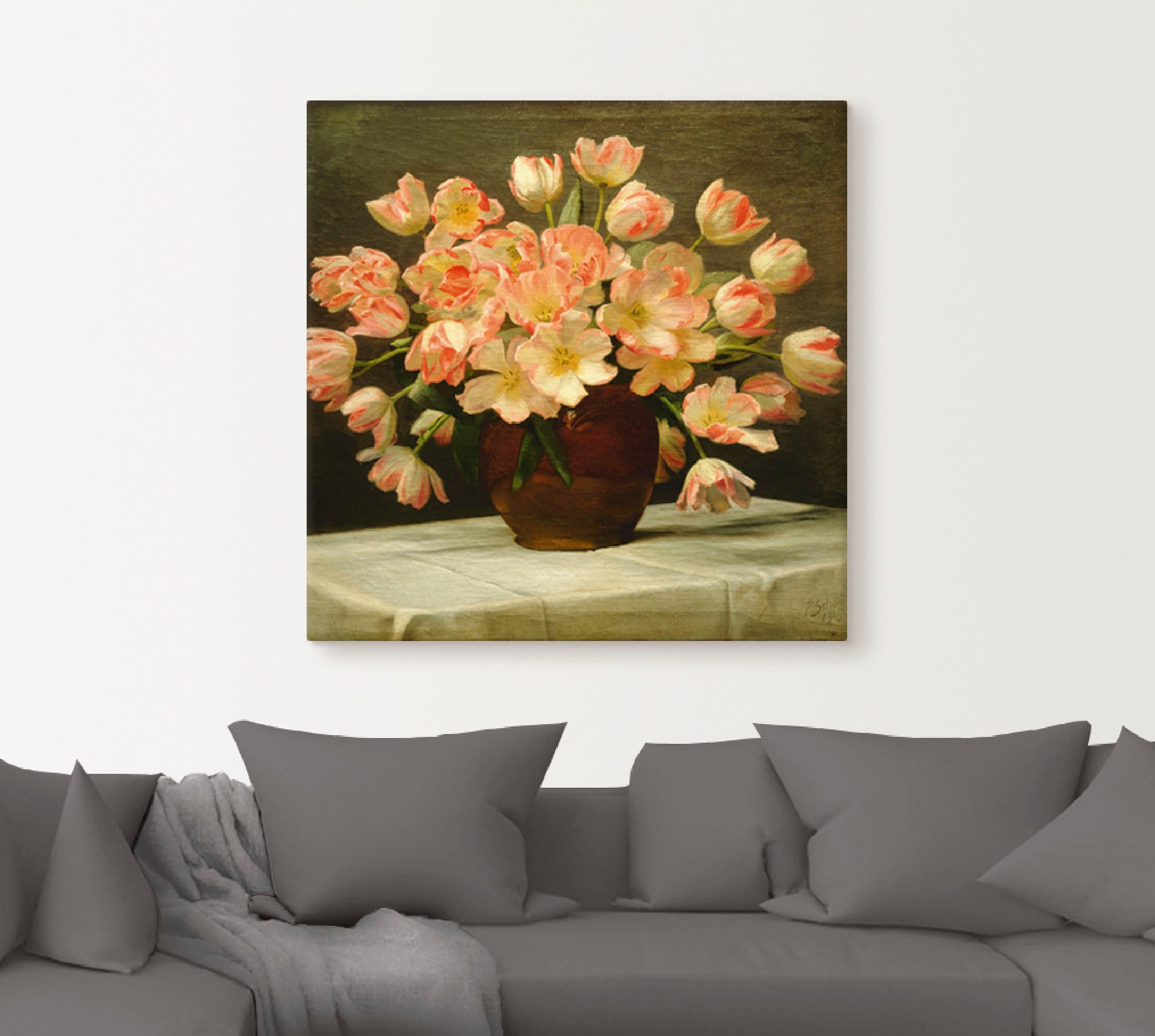 Artland Leinwandbild »Tulpen in einer Vase. 1915«, Blumen, (1 St.), auf Keilrahmen gespannt