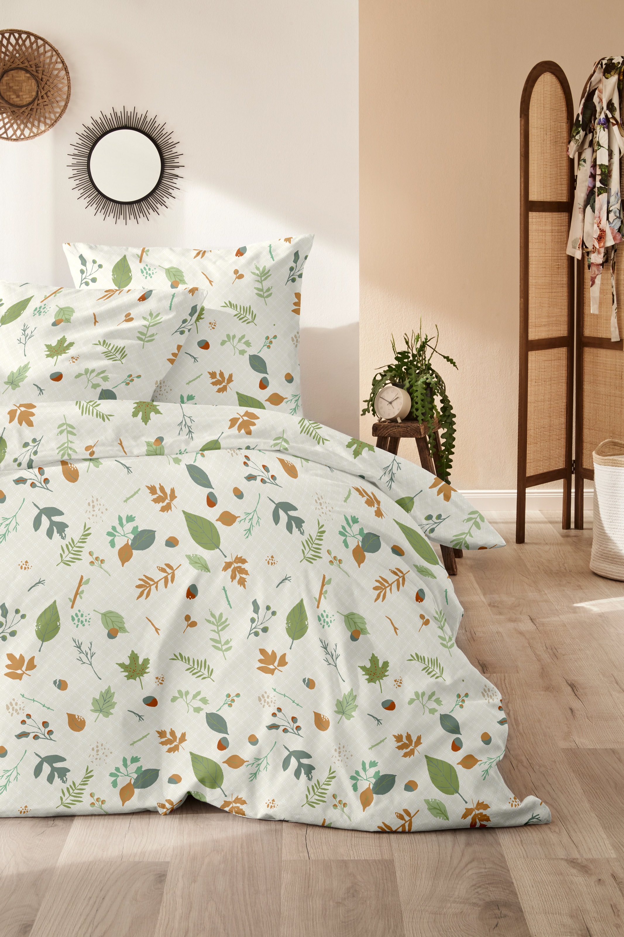Primera Bettwäsche "Biber-Bettwäsche Branches" 2 Stk. tlg. mit floralen Mot günstig online kaufen