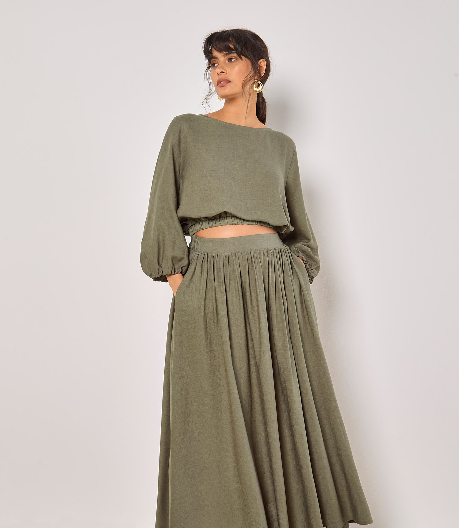 Apricot Klassische Bluse »Crop-Top« mit Ballonärmeln