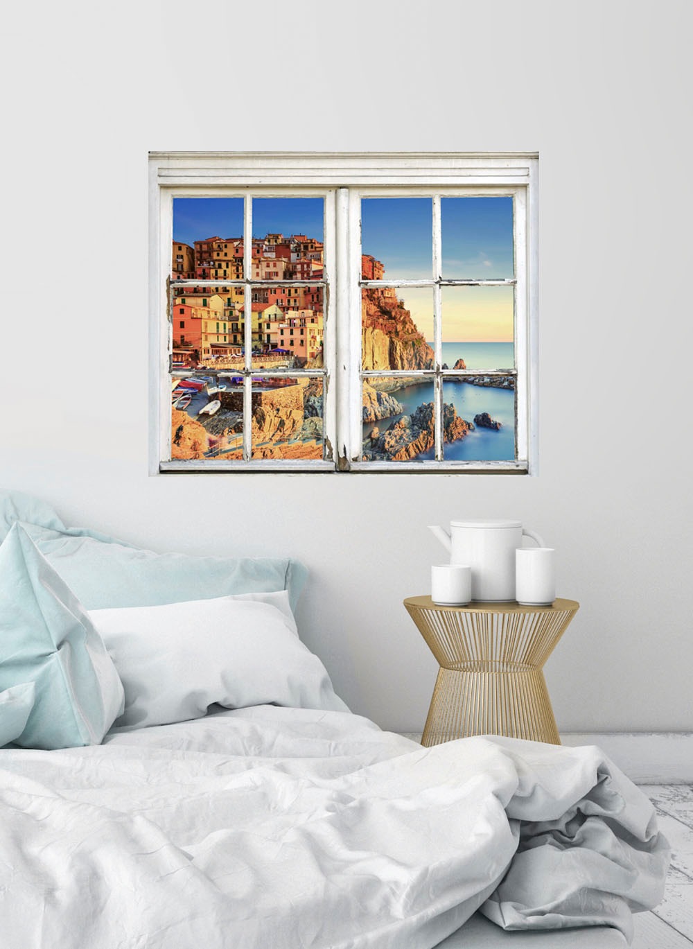 queence Wandsticker »Stadt an der Küste« Wandsticker, Wandbild, selbstklebend, Stadt an der Küste