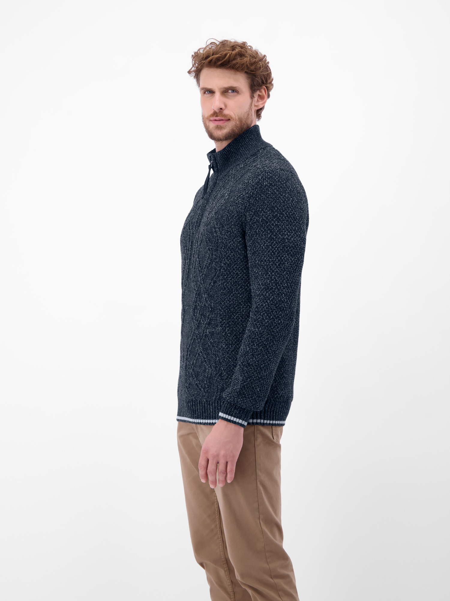 LERROS Strickpullover »Strickpullover mit Zopfmuster und Troyerkragen«