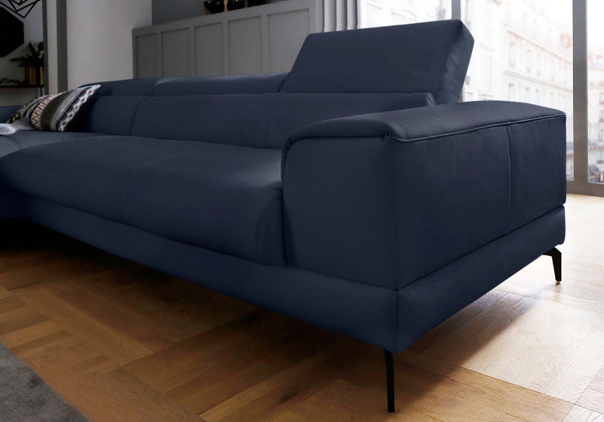 W.SCHILLIG Ecksofa »piedroo, Designsofa mit tollem Sitzkomfort, bequem, L-Form«, Kopfteilverstellung, wahlweise mit Sitztiefenverstellung, Breite 343cm