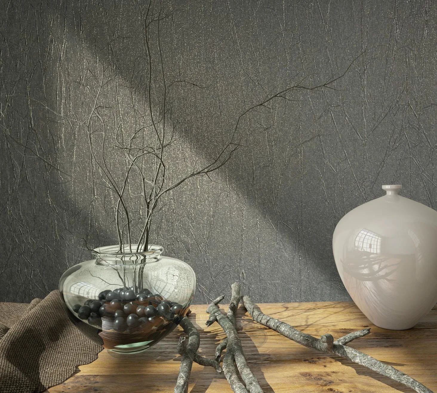 Marburg "Tapete Crushed Shimmer" Crushoptik geprägt moderne Vliestapete für Wohnzimmer Schlafzimmer Küche