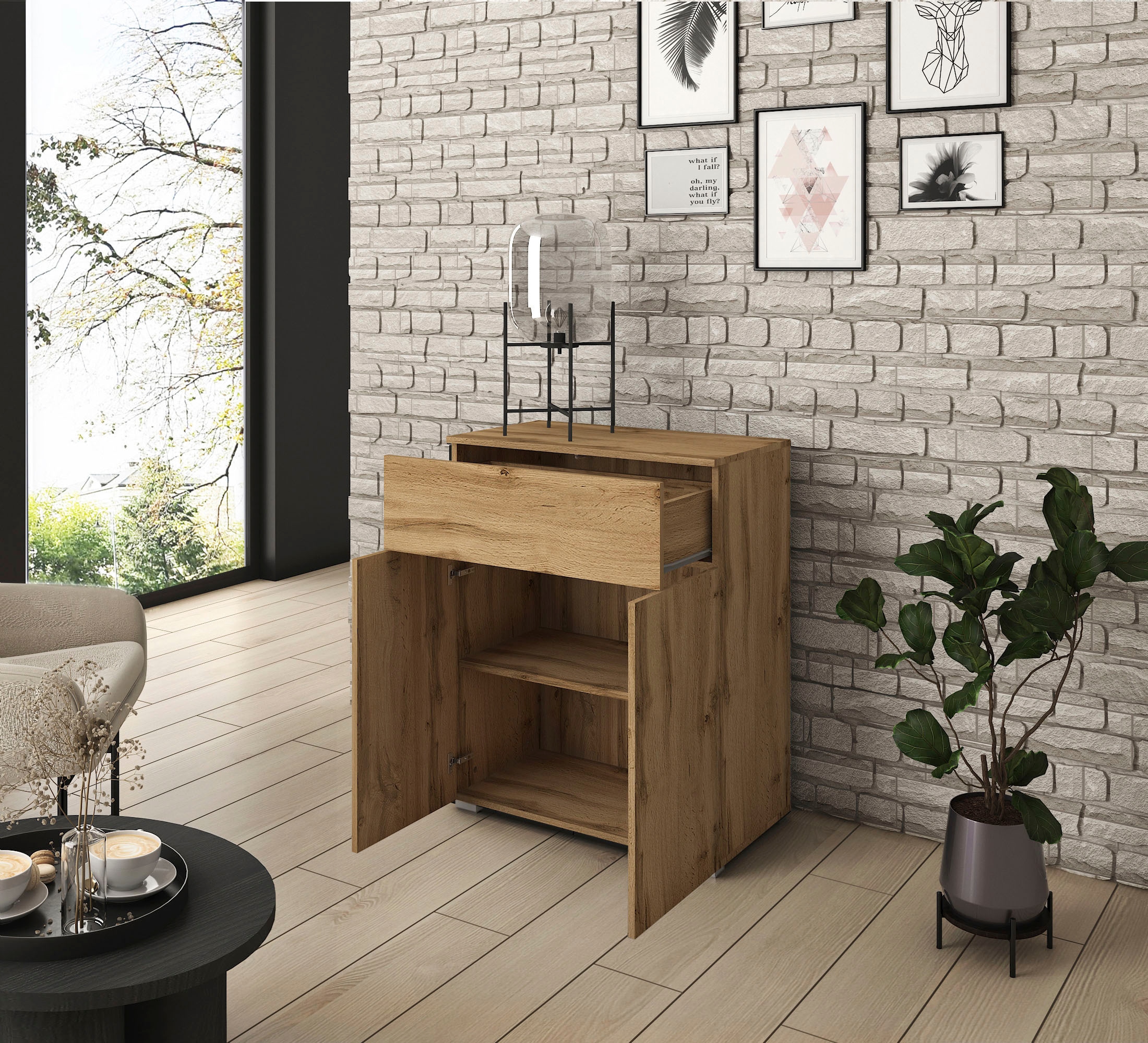 INOSIGN Sideboard »PARIS«, (1 St.), Moderne 72cm breite grifflose Kommode, vielseitig einsetzbar