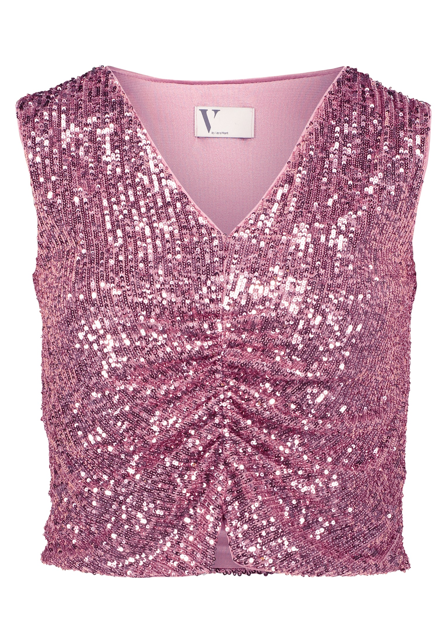 Vera Mont T-Shirt "Damen Pailletten-Top mit V-Ausschnitt", 1 Stk. Nahtführu günstig online kaufen