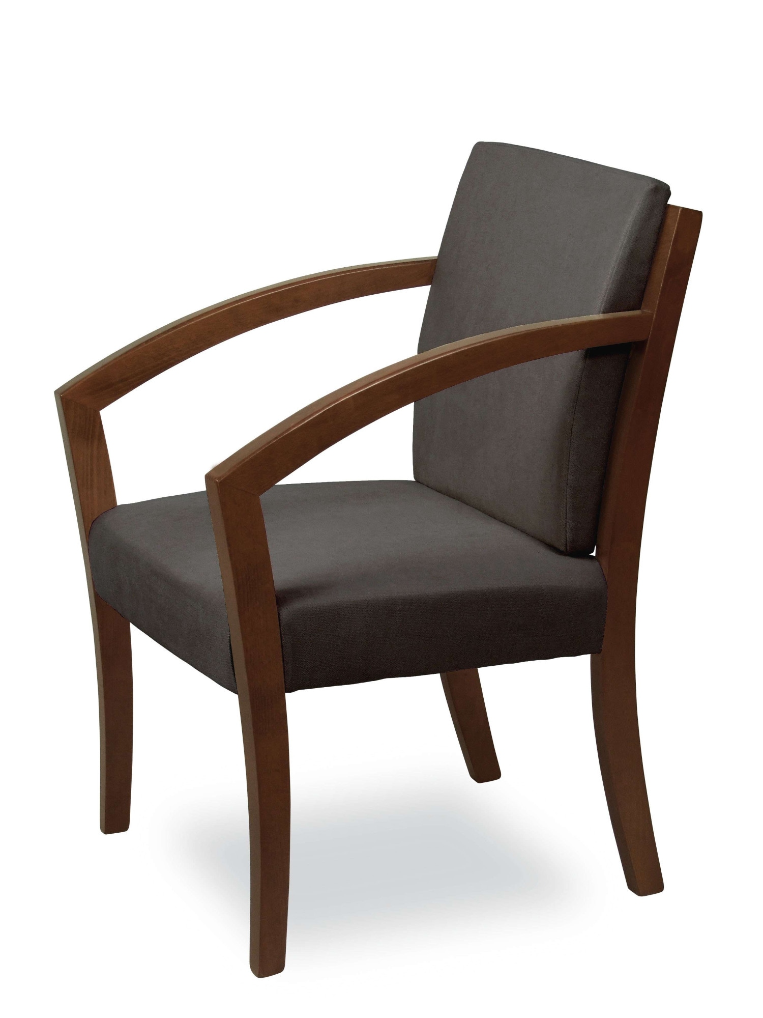 Esszimmerstuhl HOME AFFAIRE "G98 George Armlehnstuhl, Sessel, in 3 Gestellfarben Made in Italy", elephant, nussbaum, elephant, B:58,5cm H:87cm T:65cm, Massivholz, Stühle, Esszimmerstuhl, Extra-confort, Fleckenabweisendes Gewebe, Massivholz