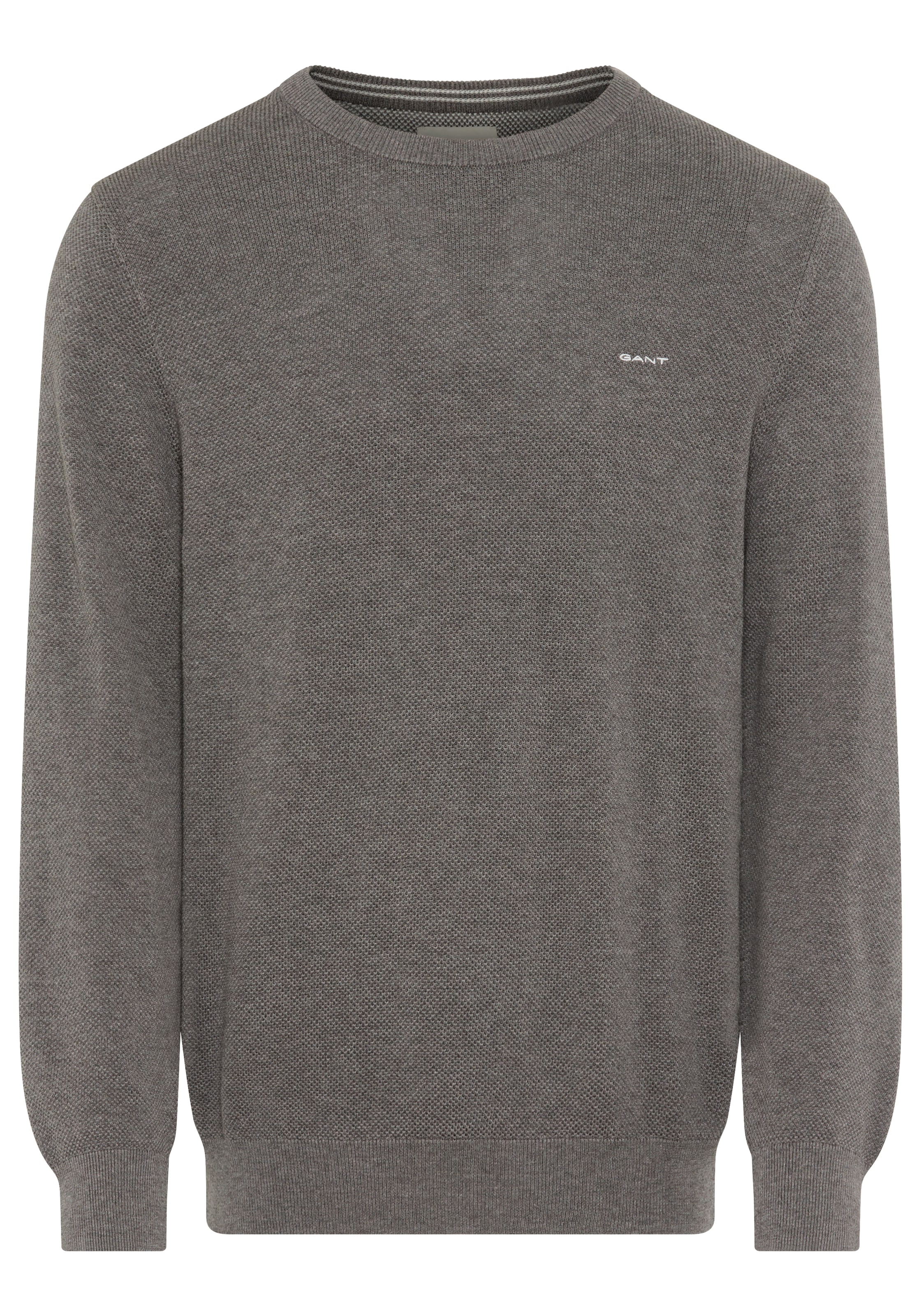 Gant Rundhalspullover "COTTON PIQUE C-NECK", mit Logostickerei auf der Brus günstig online kaufen