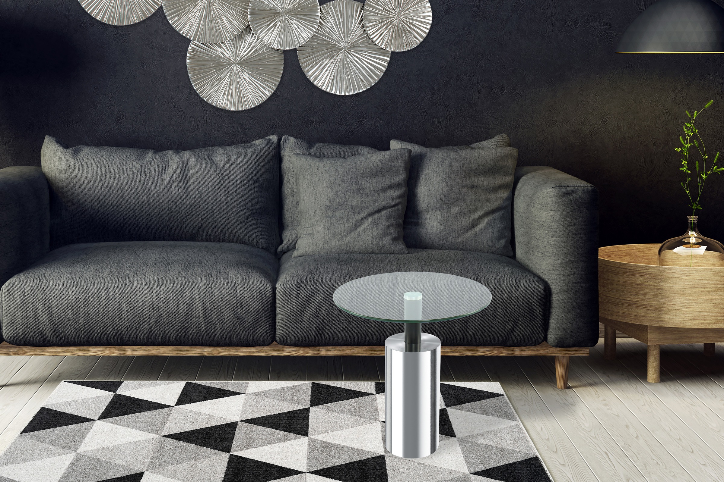 Kayoom Beistelltisch »Rosanna 525, Beistelltisch in glamourösem Stil,runde Glas-Tischplatte«, (1 St.), Runde Tischplatte, edles Design, zeitlose Farben, Sockel: Ø 15 cm