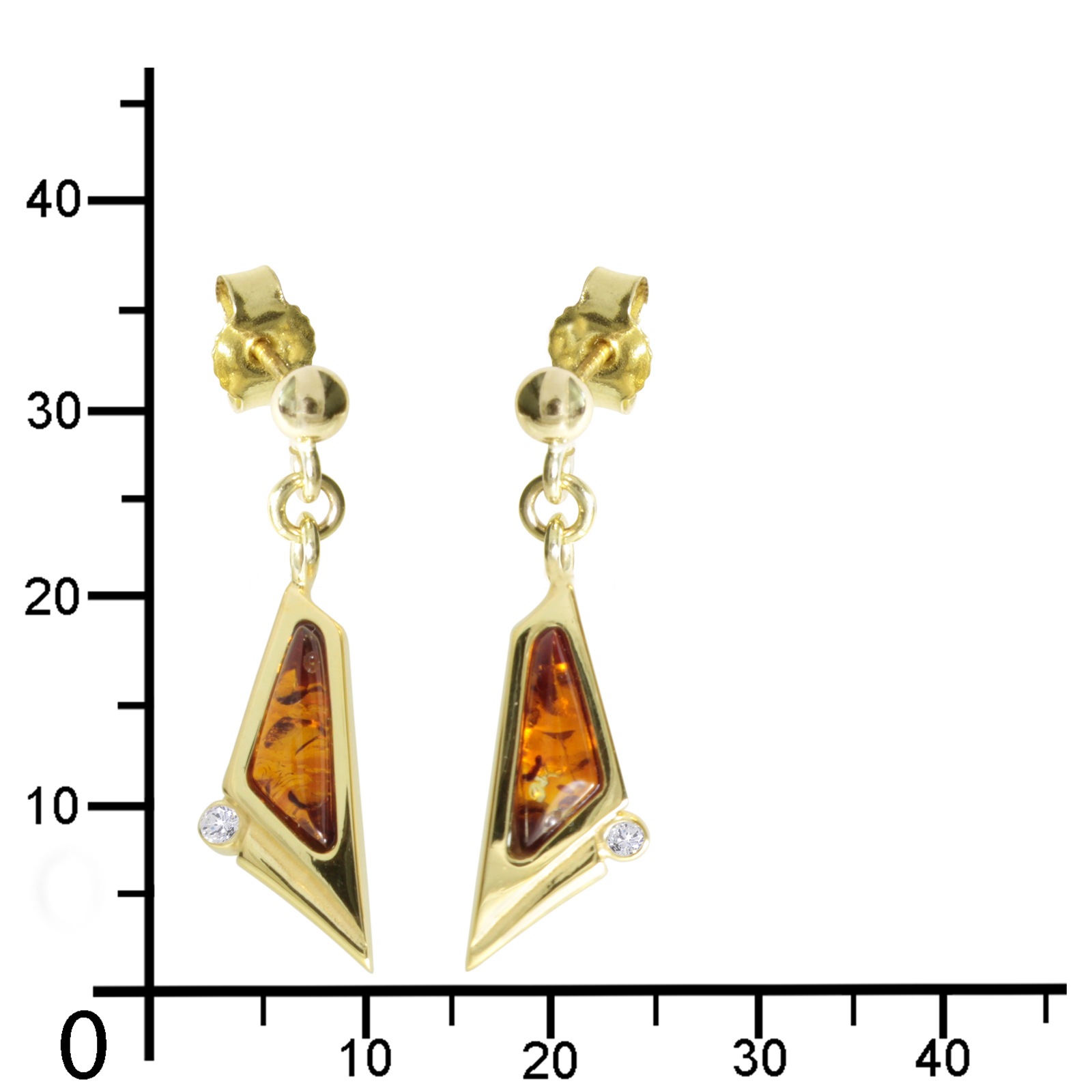Paar Ohrhänger OSTSEE-SCHMUCK "Ostsee-Schmuck Ohrhänger Agneta Ohrhänger Agneta", gelb, Ohrringe, Damen, 20 x 8mm, SI = kleine Einschlüsse, Gelbgold 585 2