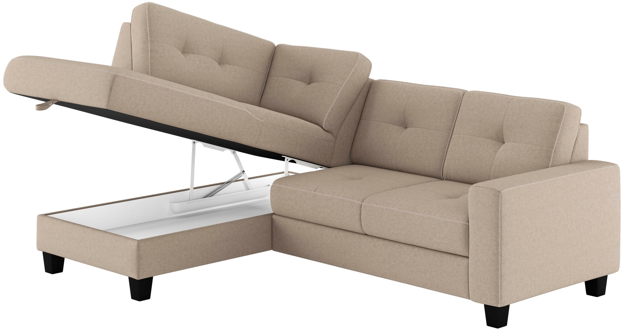 Places of Style Ecksofa »Varese«, Kreuznaht in beige