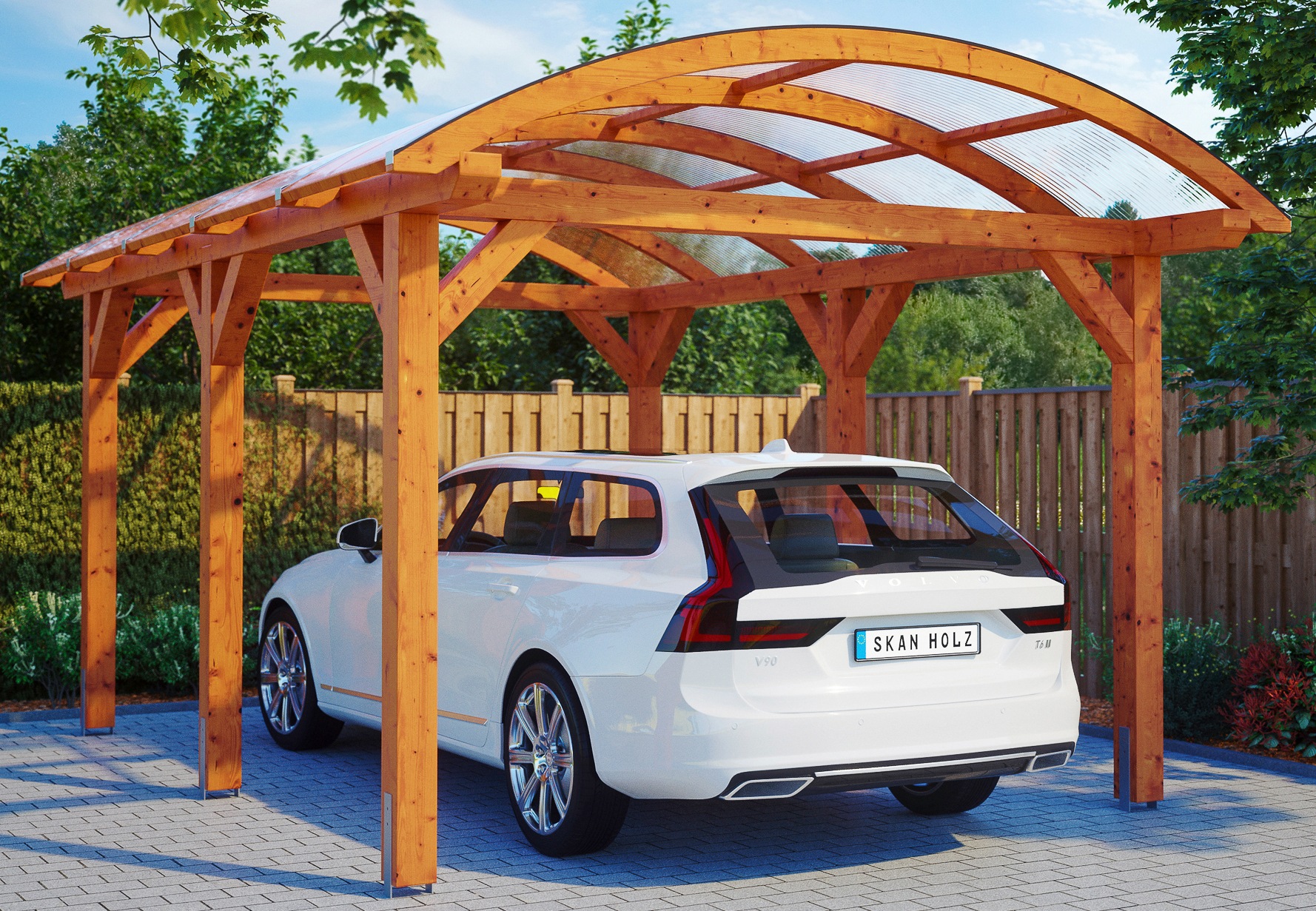 Skanholz Einzelcarport "Franken", Leimholz-Nordisches Fichtenholz, 300 cm, hellbraun