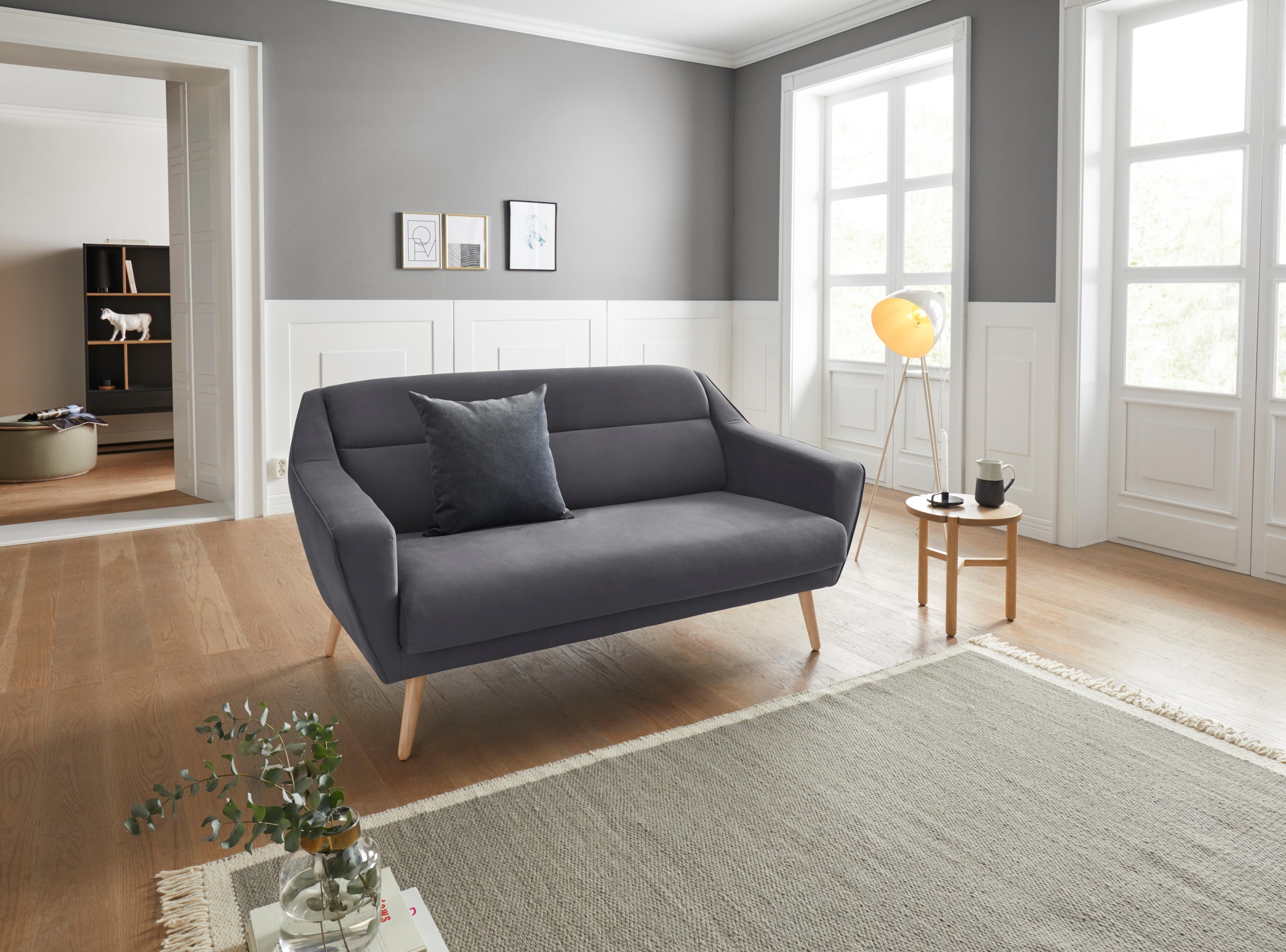 OTTO home 2-Sitzer "Bille" mit Naht im Rückenkissen und Eiche-Beinen, Desig günstig online kaufen