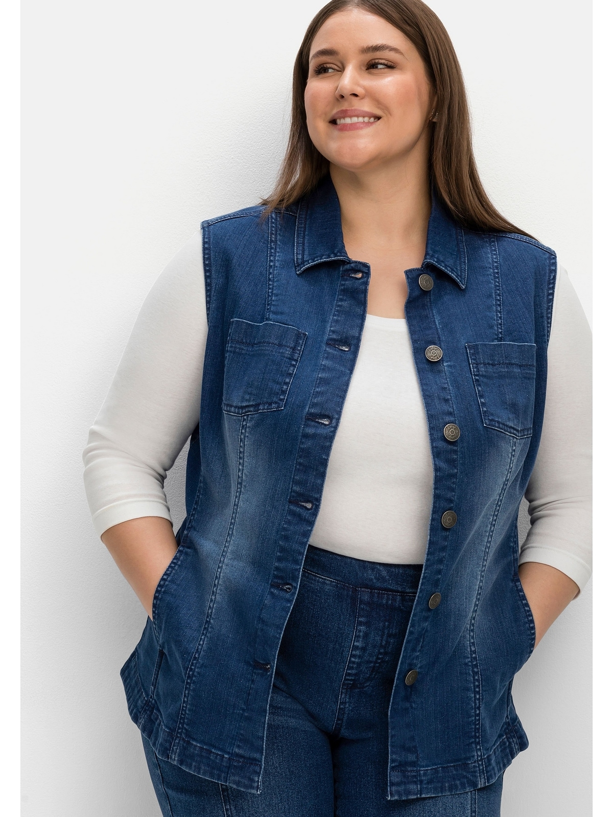 Sheego Jeansweste »Große Größen«, aus elastischer Baumwolle online  bestellen | BAUR