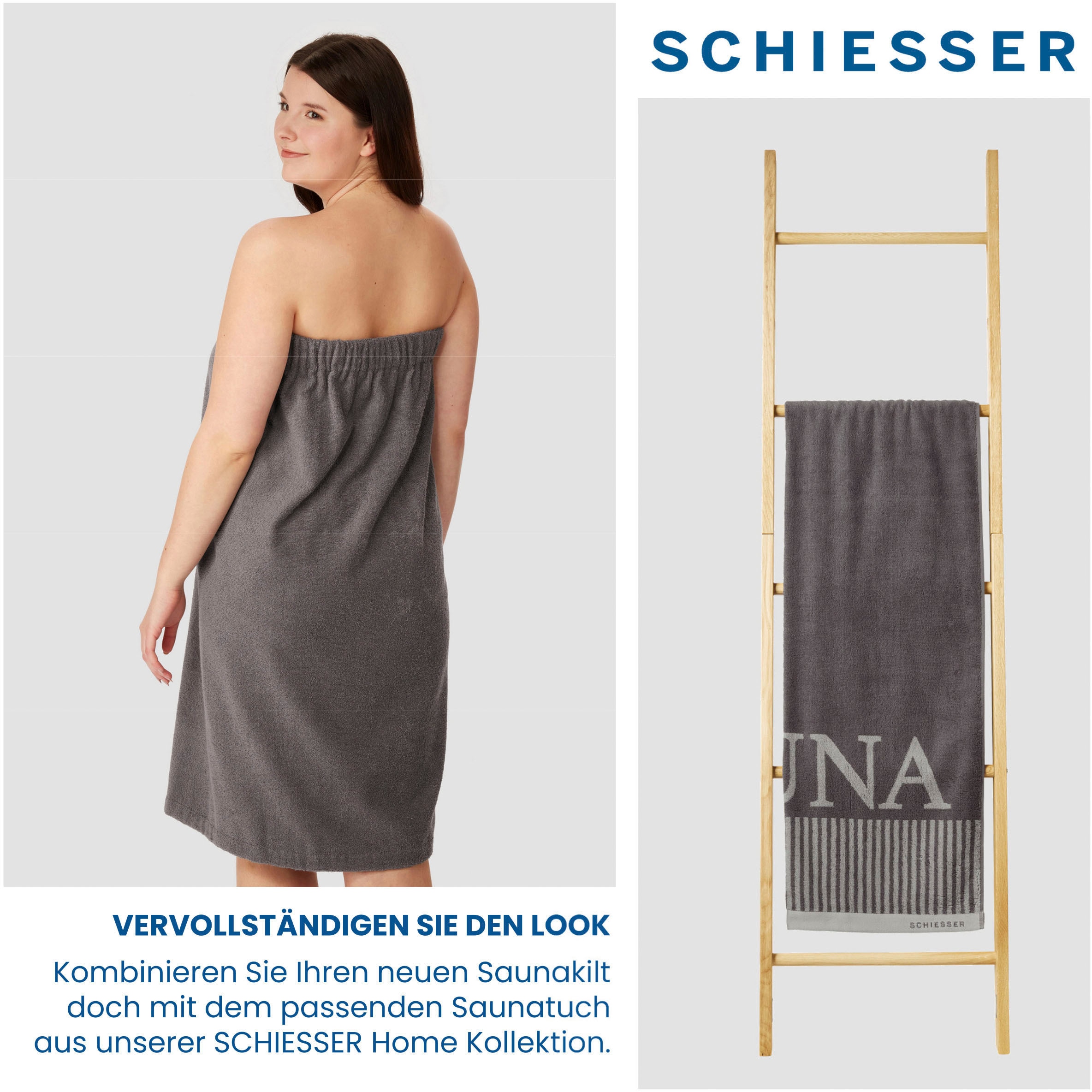 St.), | Sarong Baumwoll-Frottier«, (1 Logostickerei »Saunakilt Streifen-Akzent Schiesser BAUR für Damen aus Rom saugstarkem und mit