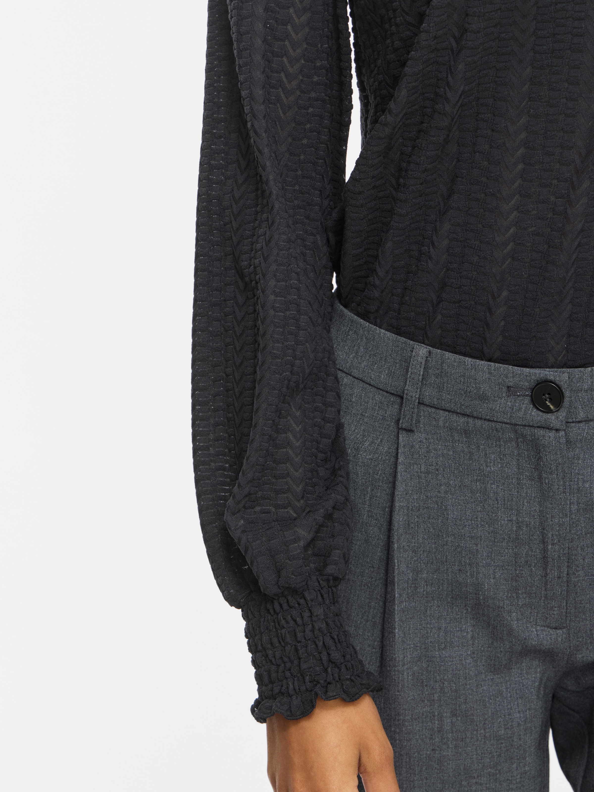 Vila Stehkragenshirt »VILYRI L/S SMOCK TOP - NOOS« Materialmix