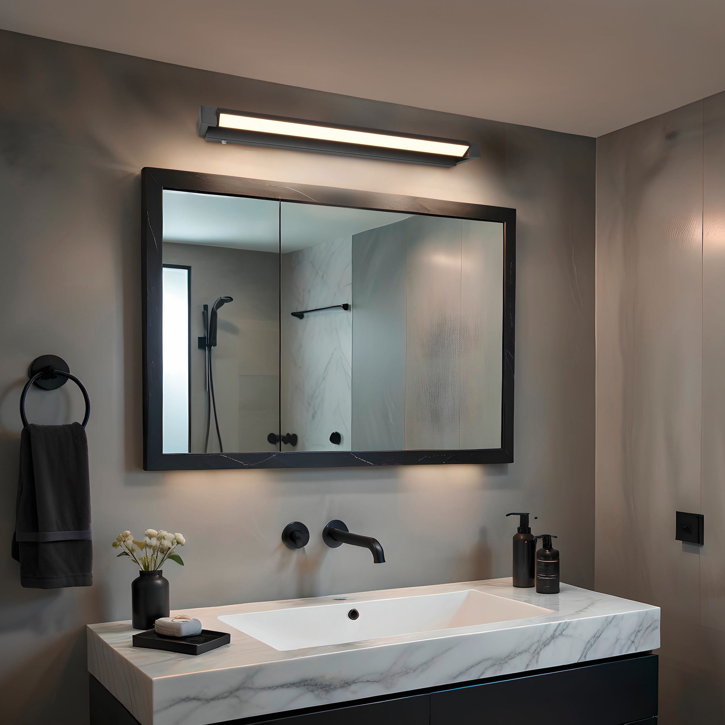 TRIO Leuchten LED Wandleuchte »FABRIZIO, Badezimmer Wandleuchte LED 15,5W 1700 Lumen Touchdimmer« LED-Board 1 Stk. warmweiß - kaltweiß Lichtaustritt schwenkbar, Lichtfarbe einstellbar 2300-3000-4000K
