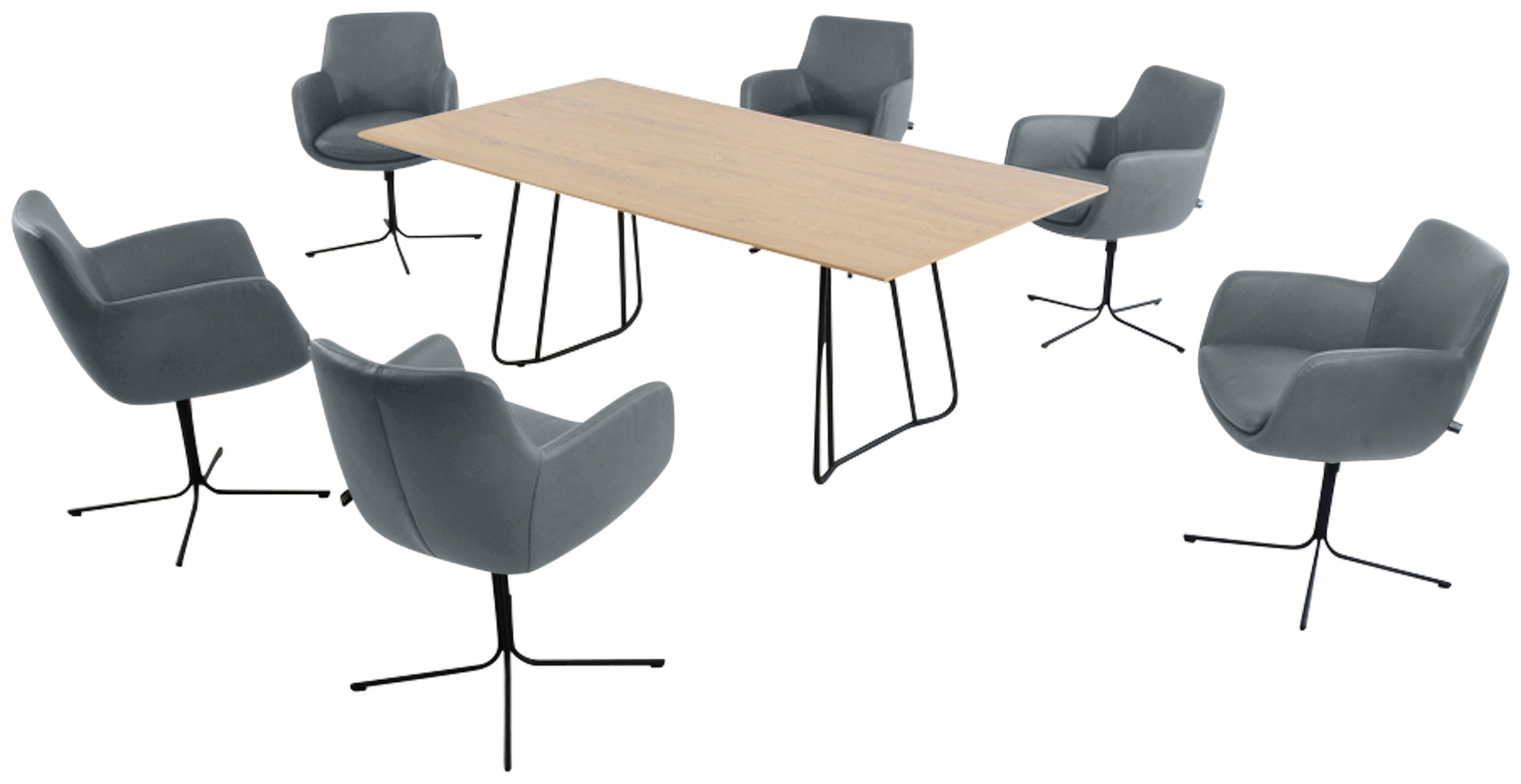 K+W Komfort & Wohnen Drehstuhl »Pego«, Leder CLOUD, filigranem 4-Fuß-Gestell in schwarz