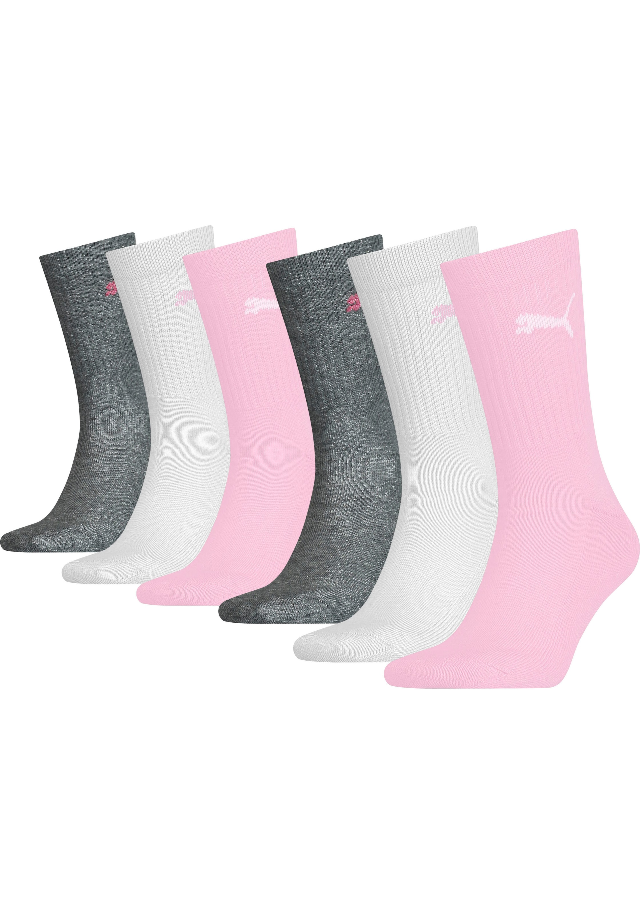 PUMA Socken "JUNIOR CREW SOCK 6P ECOM", (6 Paar), gepolsterte Sohle für zusätzlichen Komfort