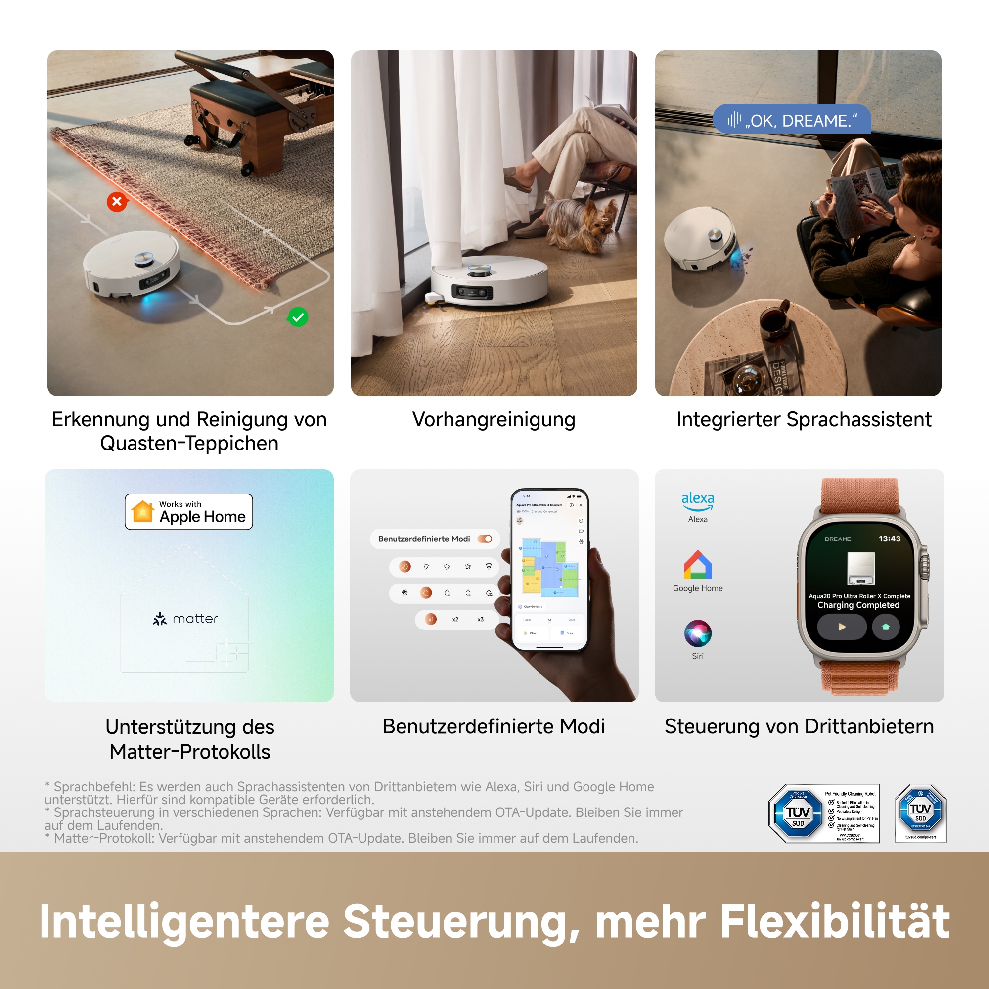 Dreame Nass-Trocken-Saugroboter »Aqua20 Pro Ultra Roller X Complete White« Vollautomatische Absaugstation, App-Steuerung