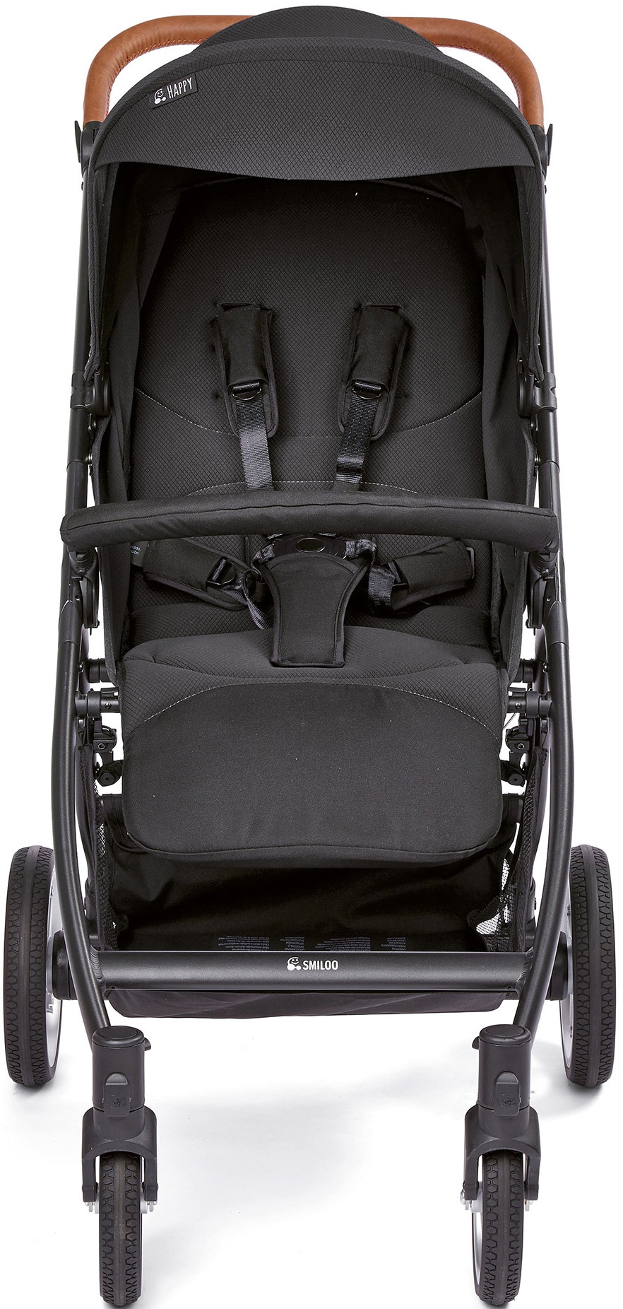 Gesslein Kinder-Buggy »Smiloo Happy +, schwarz/cognac, schwarz«, mit Einhand-Faltmechanismus;