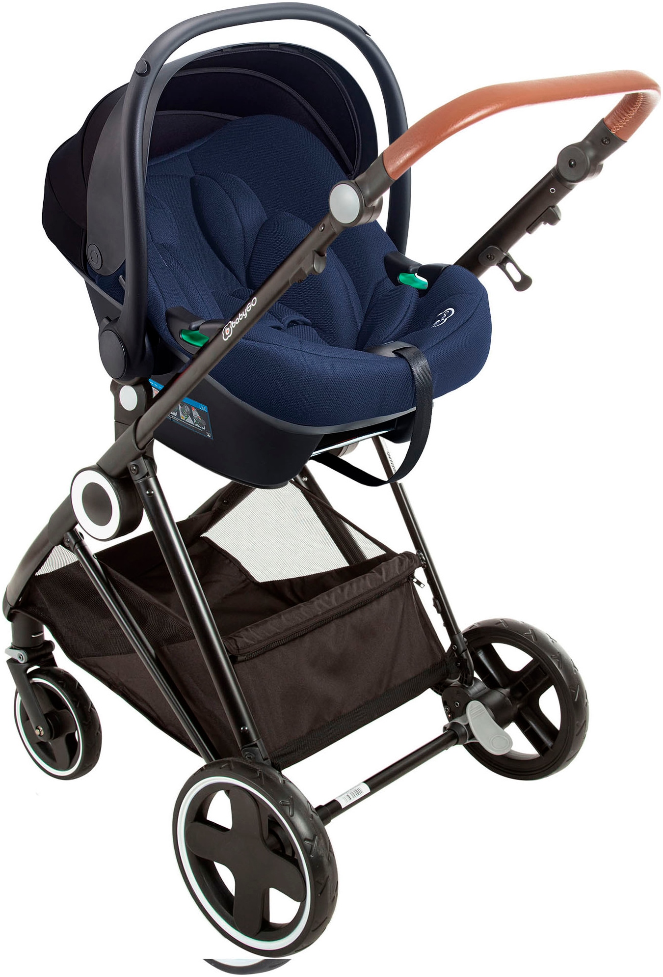 BabyGo Kombi-Kinderwagen »Halime 3in1«, inklusive Babywanne, Babyschale, Regenhaube & Wickeltasche