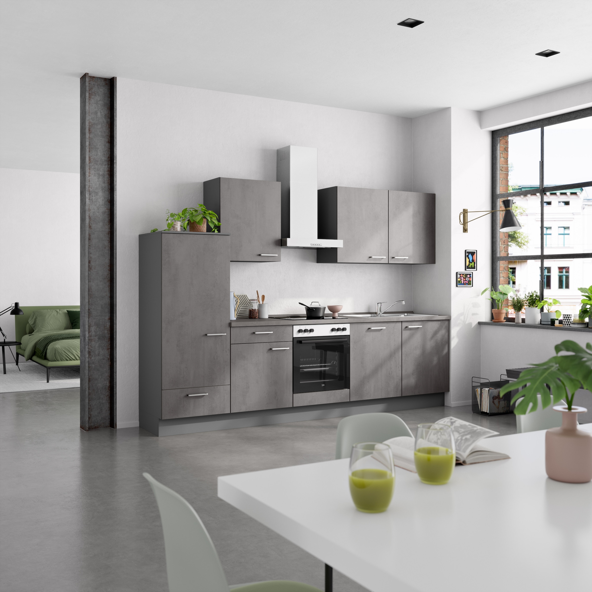 nobilia® Küchenzeile »"Riva I"«, vormontiert, Ausrichtung wählbar, Breite 300 cm, wahlw. mit E-Geräten