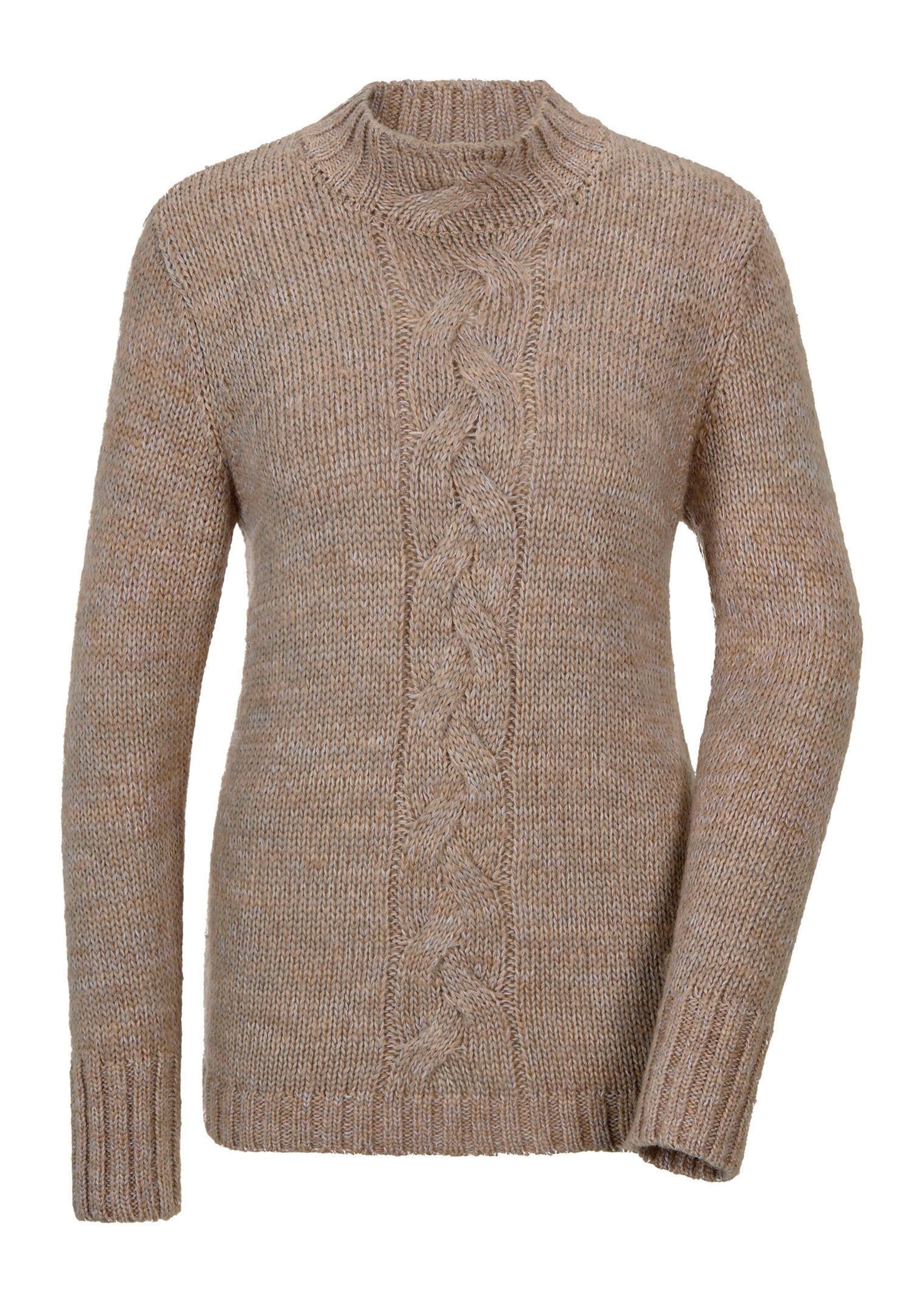 GOLDNER Rundhalspullover "Kurzgröße Hüftlanger Langarm Pullover, Zopfstrick" keine/nicht relevant