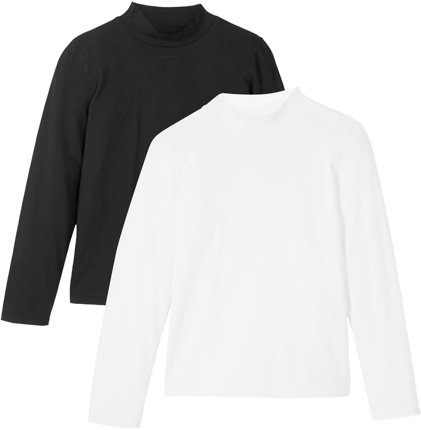 bonprix Stehkragenshirt "Rollkragenshirt (2er Pack)" Packung, 2 Stk. schmale Passform, Stehkragen, aus reiner Baumwolle