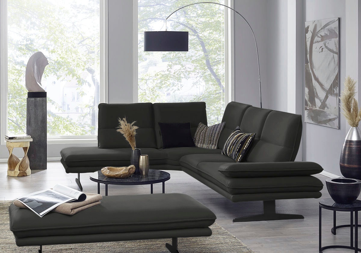 W.SCHILLIG Ecksofa "broadway, Designsofa, toller Sitzkomfort, zeitlos, elegant, L-Form" Sitztiefenverstellung, Kopfteil- & Seitenteilverstellung, Breite 284cm