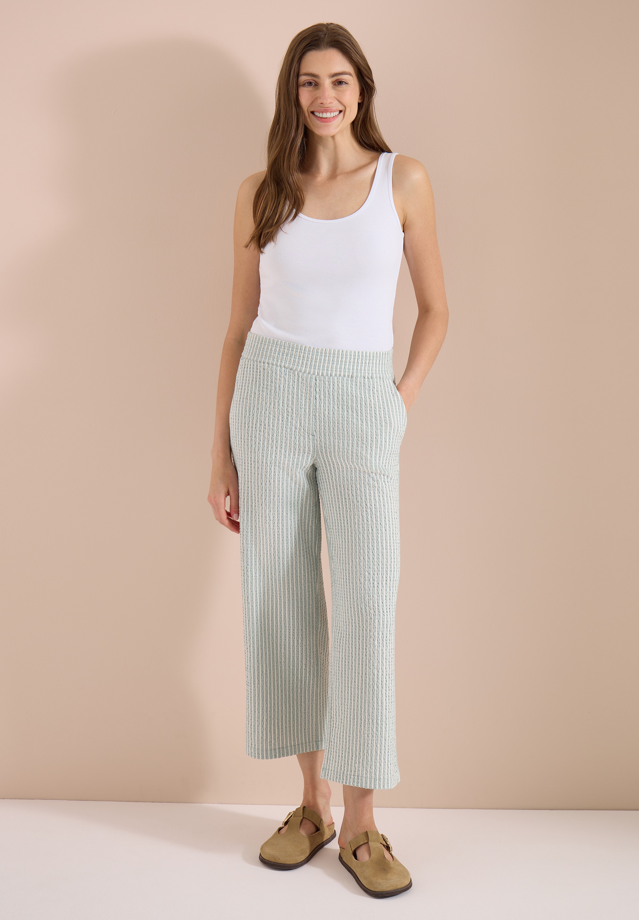 Cecil Stoffhose  mit gestreiftem Seersucker-Look