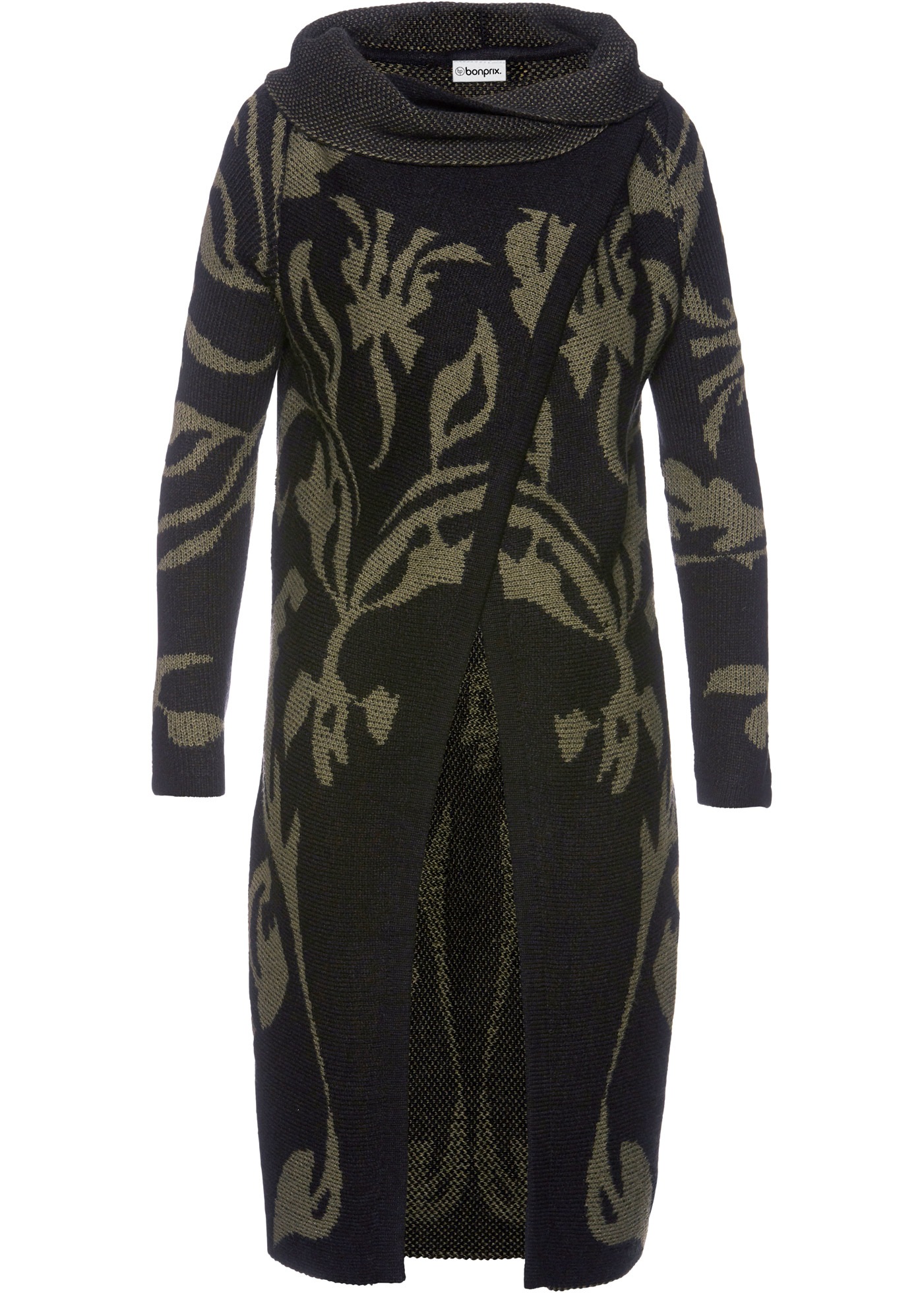 bonprix Strickmantel Jacquard-Strick in Oversize-Passform, mit Schallkragen