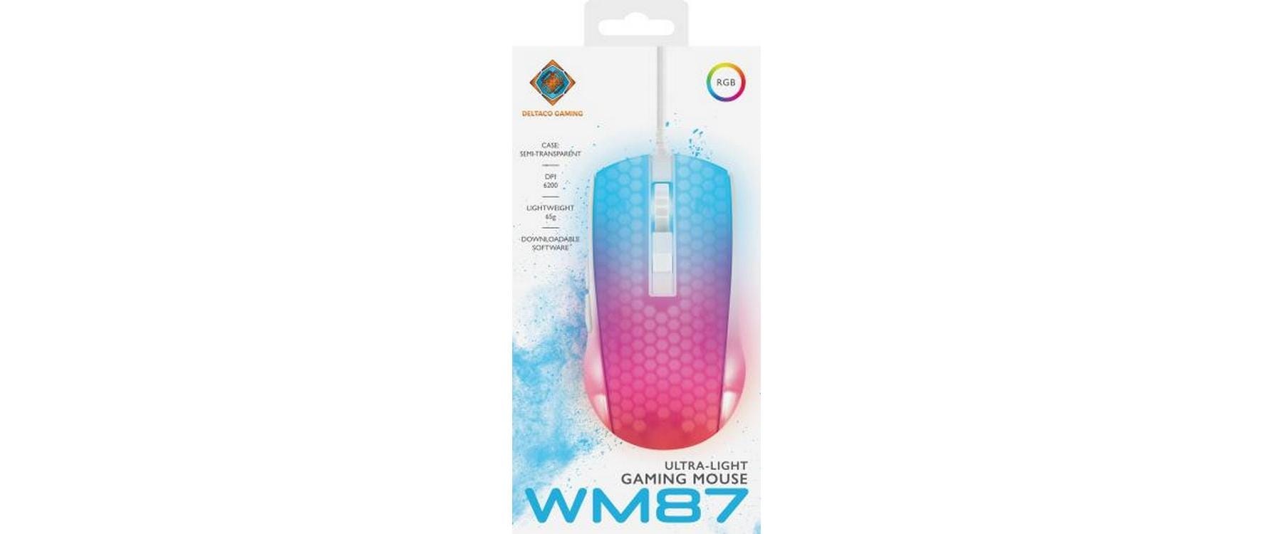 DELTACO Gaming-Maus »GAM-144-W Weiss/Trasparent« kabelgebunden