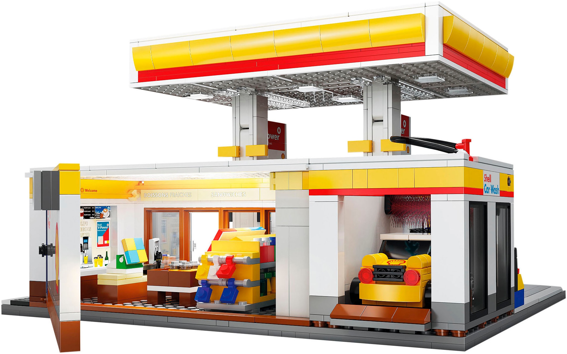 Jamara Konstruktions-Spielset »CaDA, Shell Tankstelle mit Shop und Waschanlage Bricks«, (1309 St.), mit LED Licht