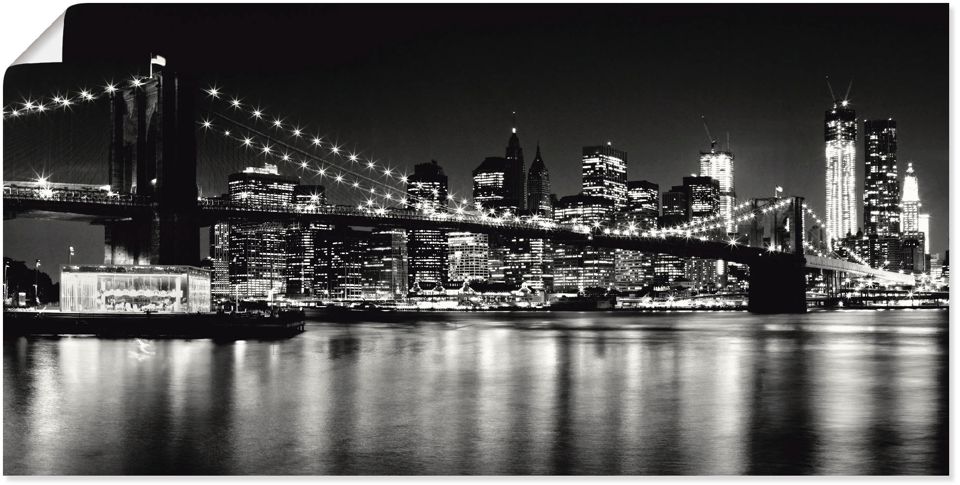 Artland Wandbild "Nächtliche Skyline Manhattan I", Amerika, (1 St.), als Alubild, Outdoorbild, Leinwandbild, Poster, Wan