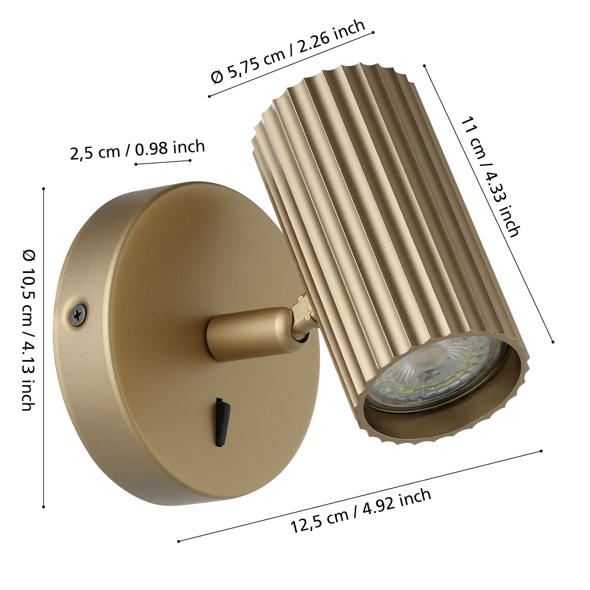 EGLO Wandleuchte »PORTILLO Wandlampe - Alu, Stahl - GU10 - 1X5W - IP20« GU10 1 Stk. Wandstrahler, Wandspot, Wohnzimmer, Flur, L10,5 x H11 x AL12,5 cm