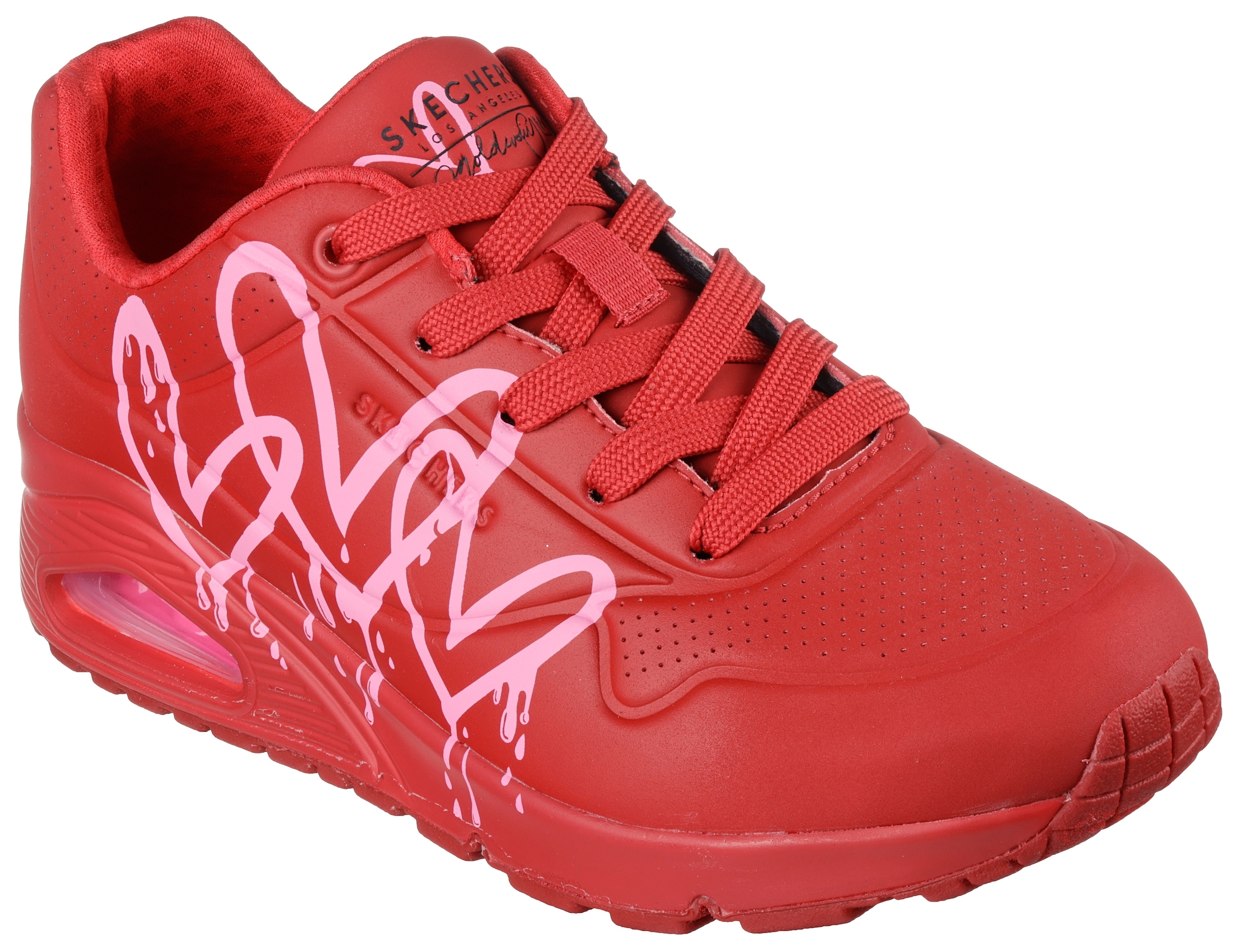 Skechers Sneaker »UNO DRIPPING IN LOVE«, mit Herzen-Graffity-Print, Freizeitschuh, Halbschuh, Schnürschuh