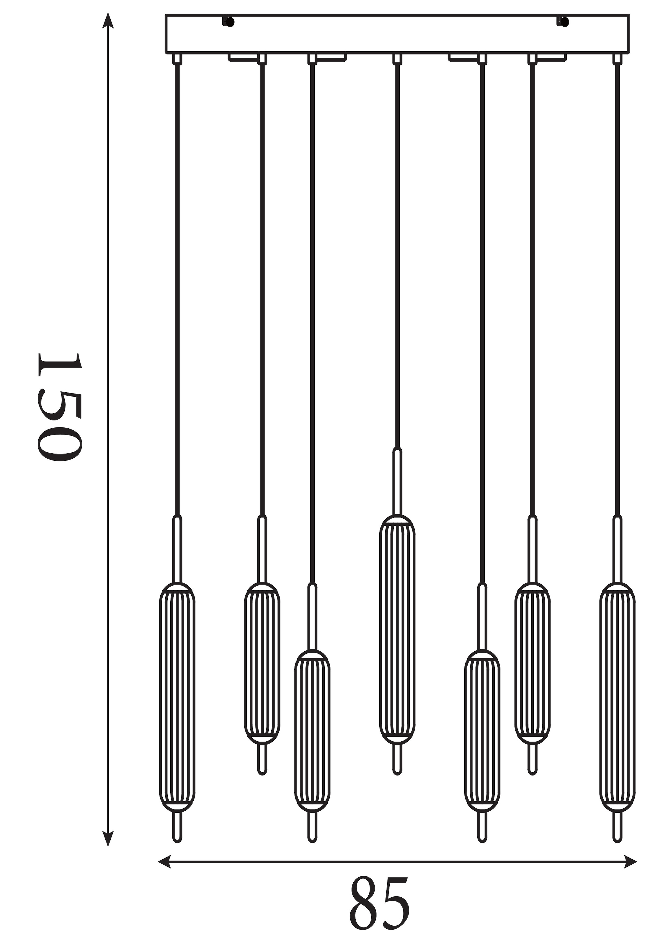 Searchlight LED Pendelleuchte »Cattail 7Lt LED-Pendelleuchte aus Latte-Metall mit klarem Glas« LED-Modul 1 Stk.