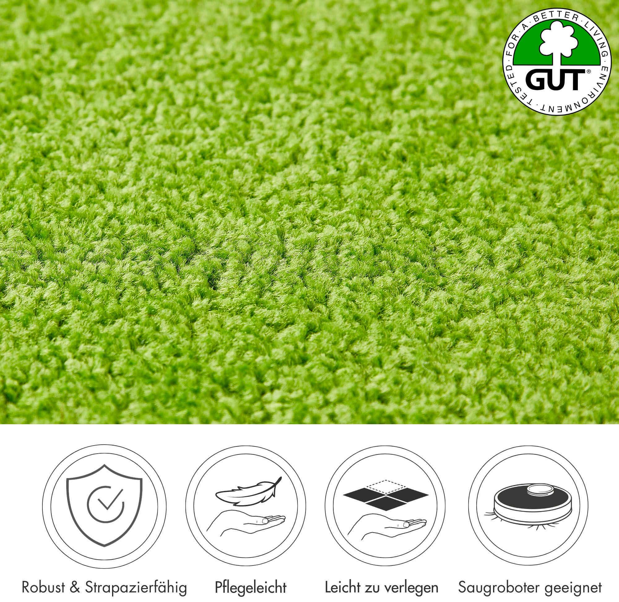 Thumbnail - Andiamo Teppichboden "Ines, Kräuselvelours, Gesamthöhe 8,5 mm, Made in Netherlands" rechteckig Uni Farben, Breite 400 cm...