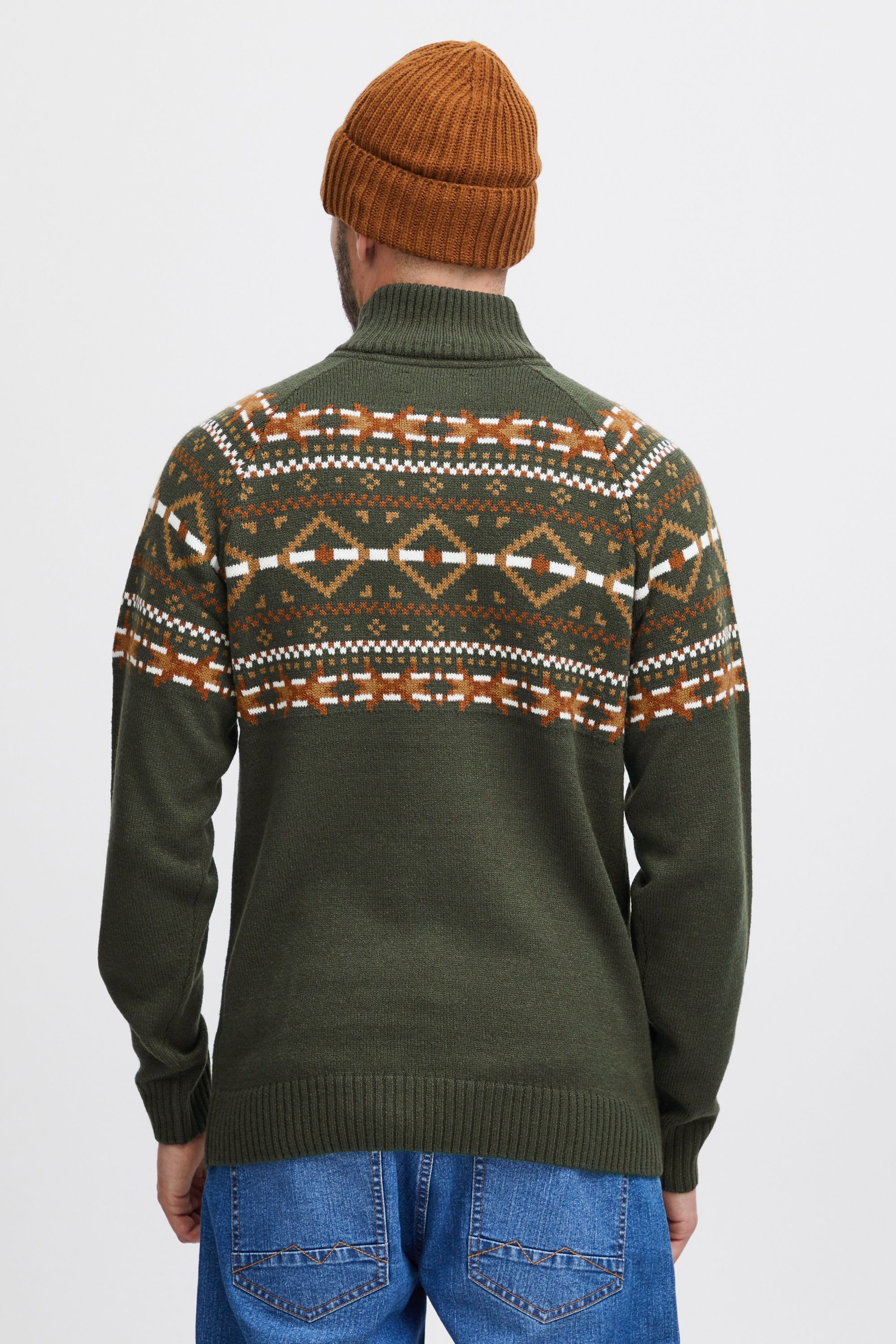 BLEND BHNilo Men's Deep Forest Chunky Knit Troyer XL 3