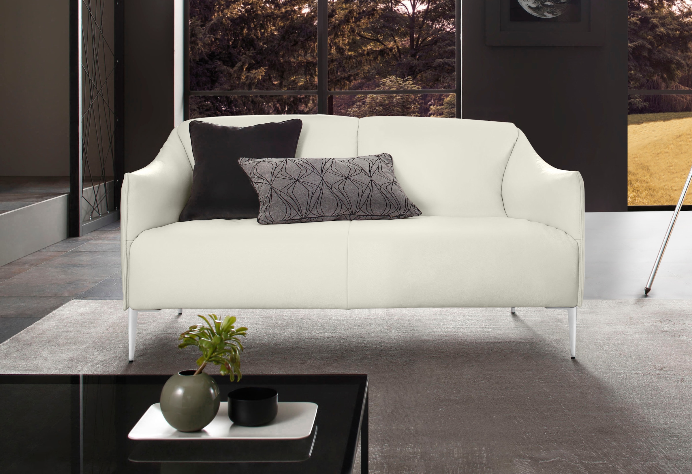 W.SCHILLIG 2-Sitzer "sally Design Sofa mit schmalen Armlehnen, bequem und elegant" mit Metallfüßen in Chrom glänzend, Breite 154 cm