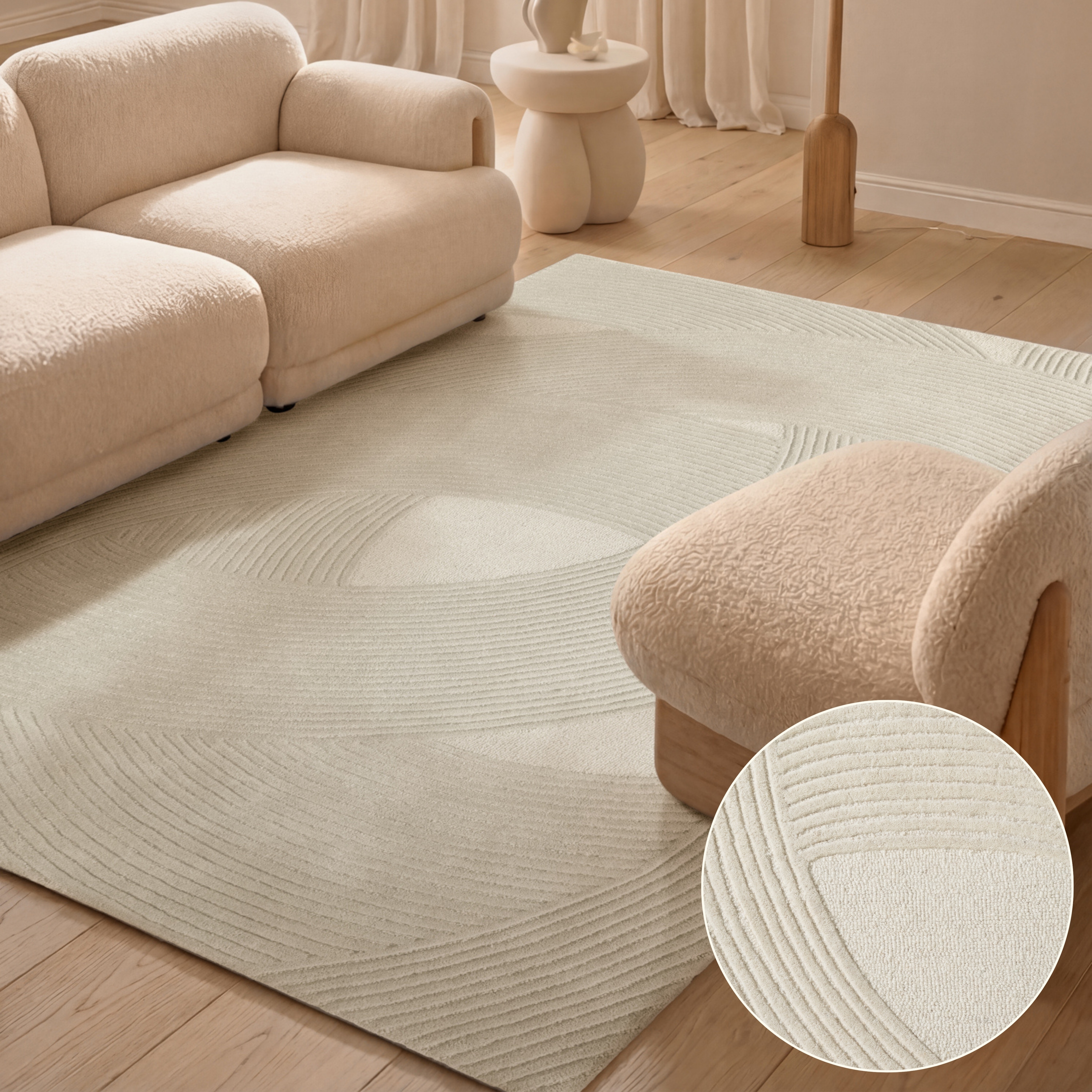 Ted Baker Wollteppich "Victoria, auch in rund" rechteckig 18 mm Höhe Naturteppich Wolle, Hoch-Tief-Design, Wohnzimmer, Schlafzimmer