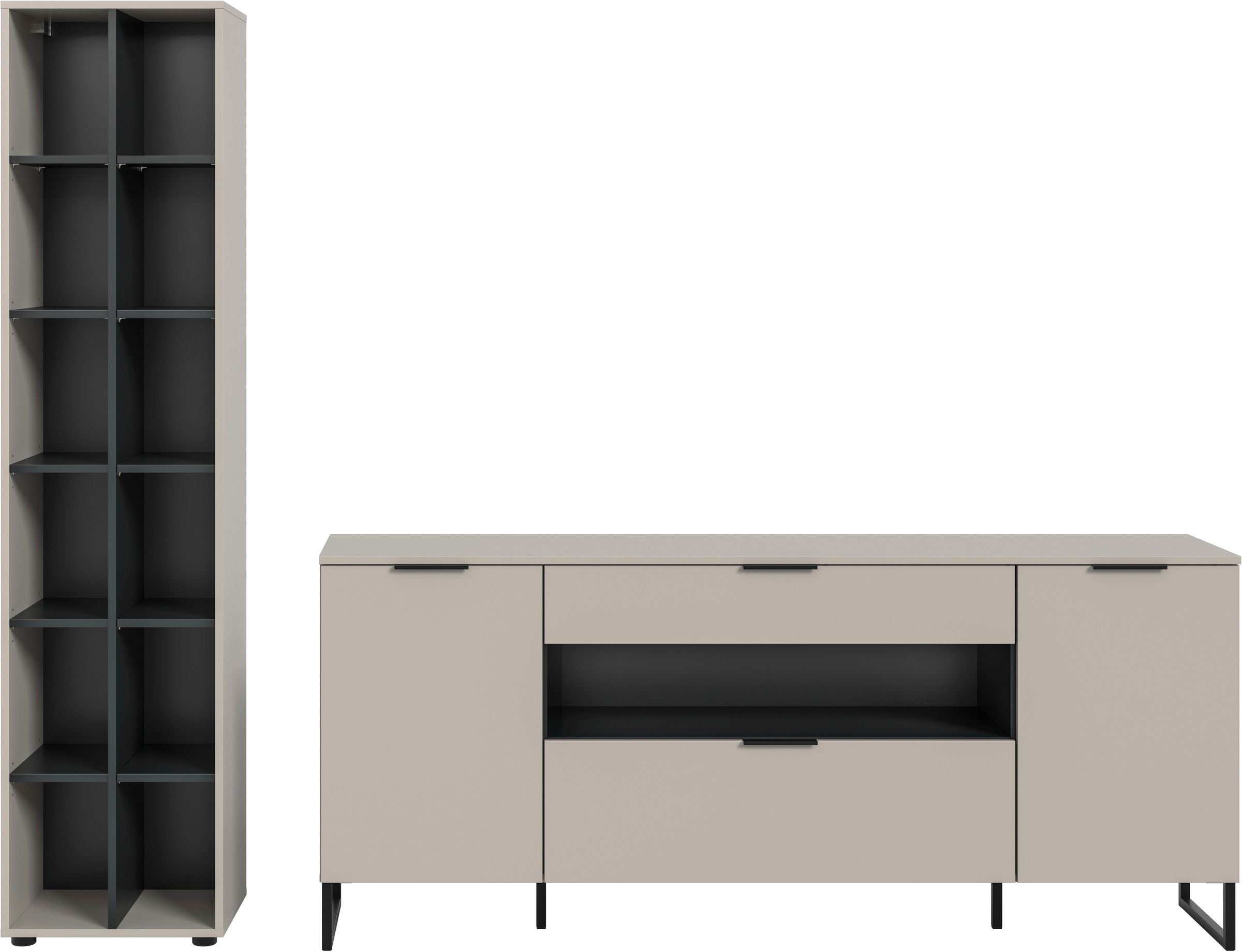 INOSIGN Wohnwand »Adio, Wohnkombination 245 cm Breit«, (Set, 2 St.), Adio, Wohnkombination 2tlg. Kashmir NB, Regal, Sideboard
